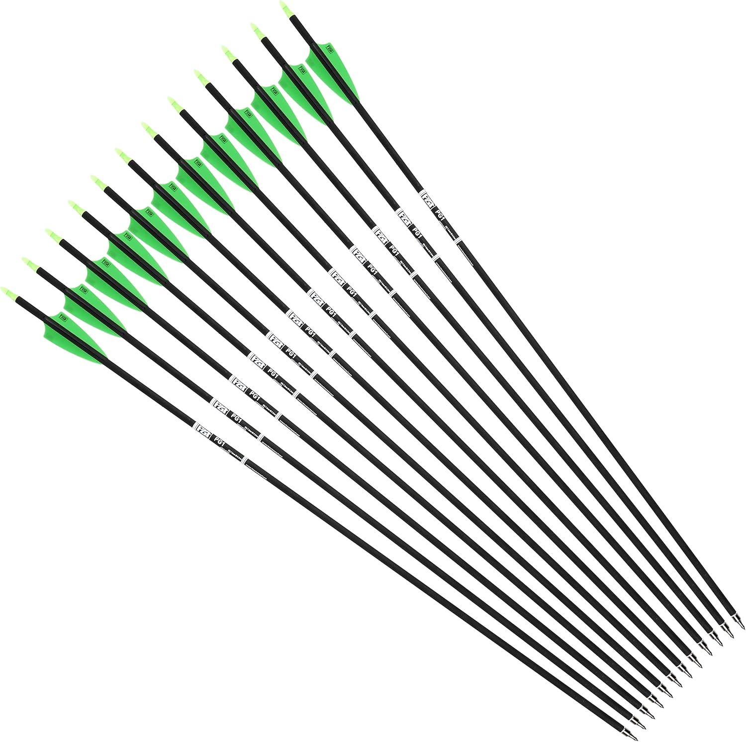 30 Inch Carbon Arrow Fletched 3" Shield Cut Vanes Archery Practice Target Hunting Arrows with Removable Field Points for Compound & Recurve Bow, 12 Pack