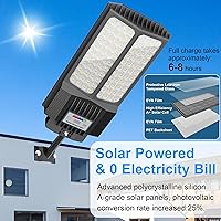 Vista 3 de Large Solar Street Lights Outdoor Waterproof Heavy Duty, Dusk to Down Solar Parking Lot Lights Mention Sensor, Outdoor Yard Light LED Floodlight