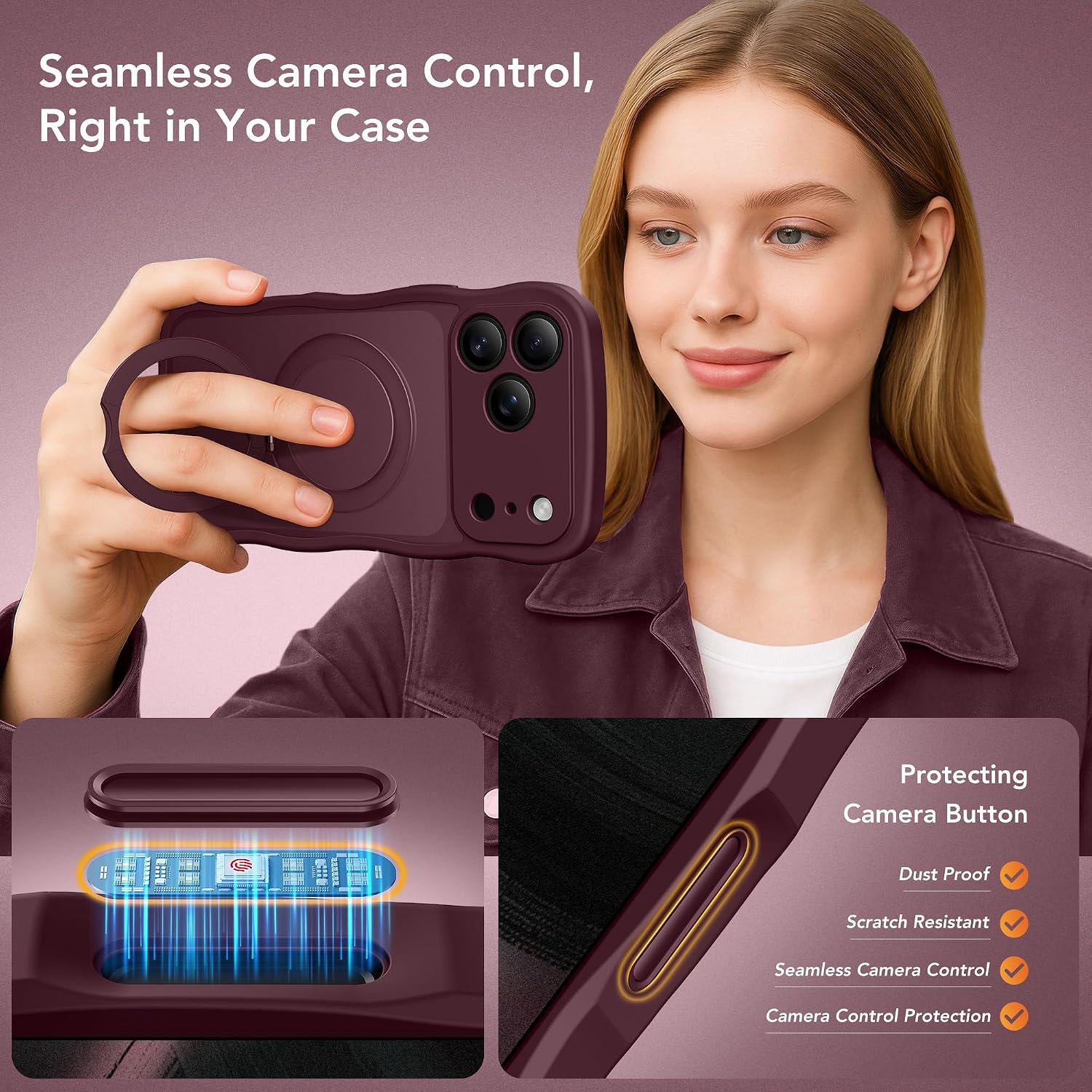 GolbinBox Magnetic for iPhone 17 Pro Case with 360° Stand for Women image 5