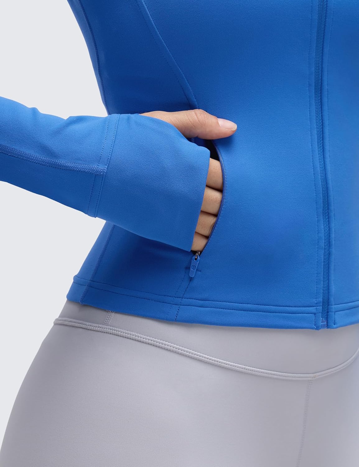 CRZ YOGA Butterluxe Waist Length Jackets for Women - Full Zip Athletic Track Tops with Thumb Holes Pockets - Image 4