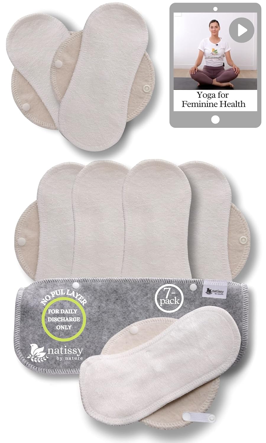 Buy Reusable Panty Liners, 7Pack SMALL Bamboo Washable Panty Liners