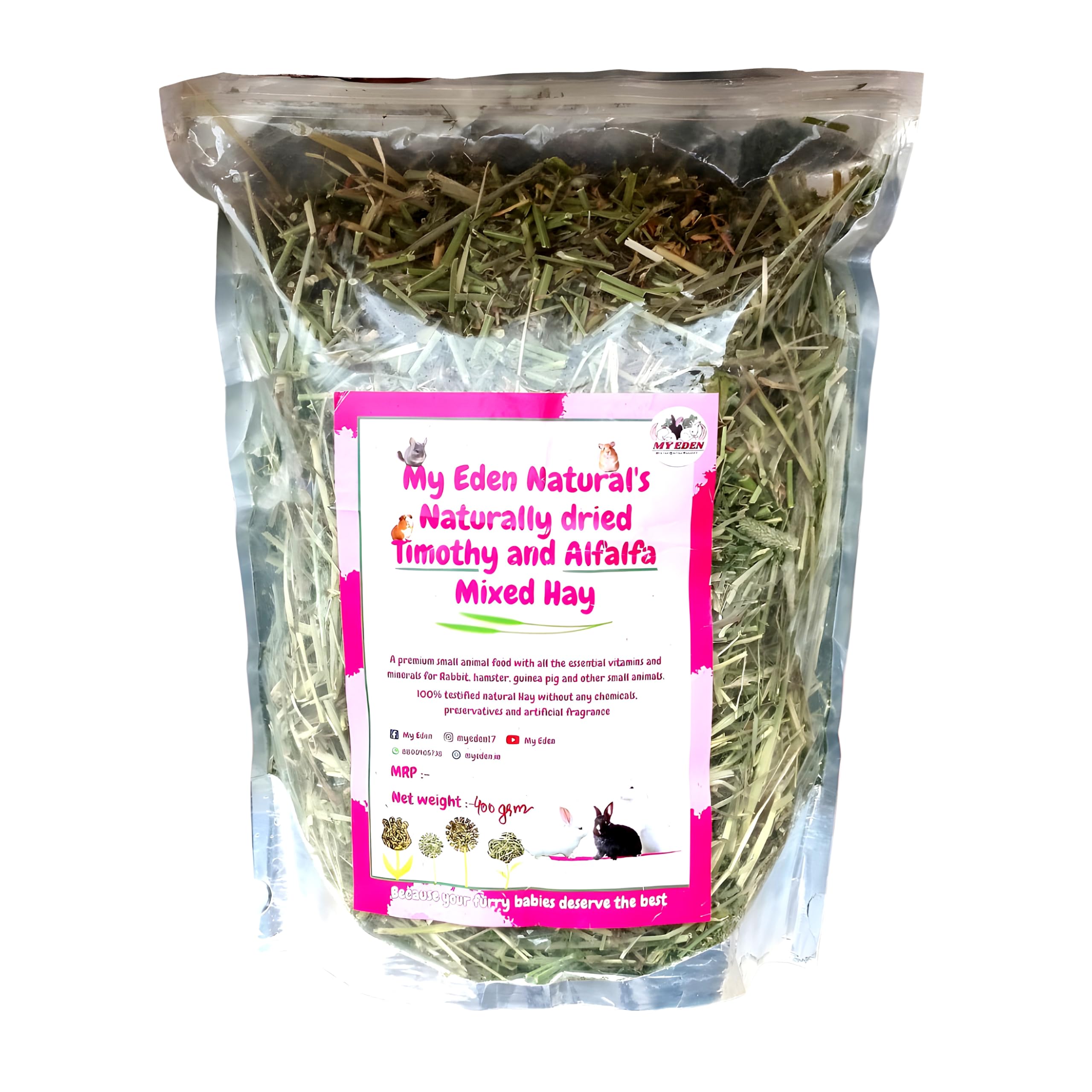 Timothy and Alfalfa Mixed Hay for Rabbits, Guinea Pigs, Hamsters