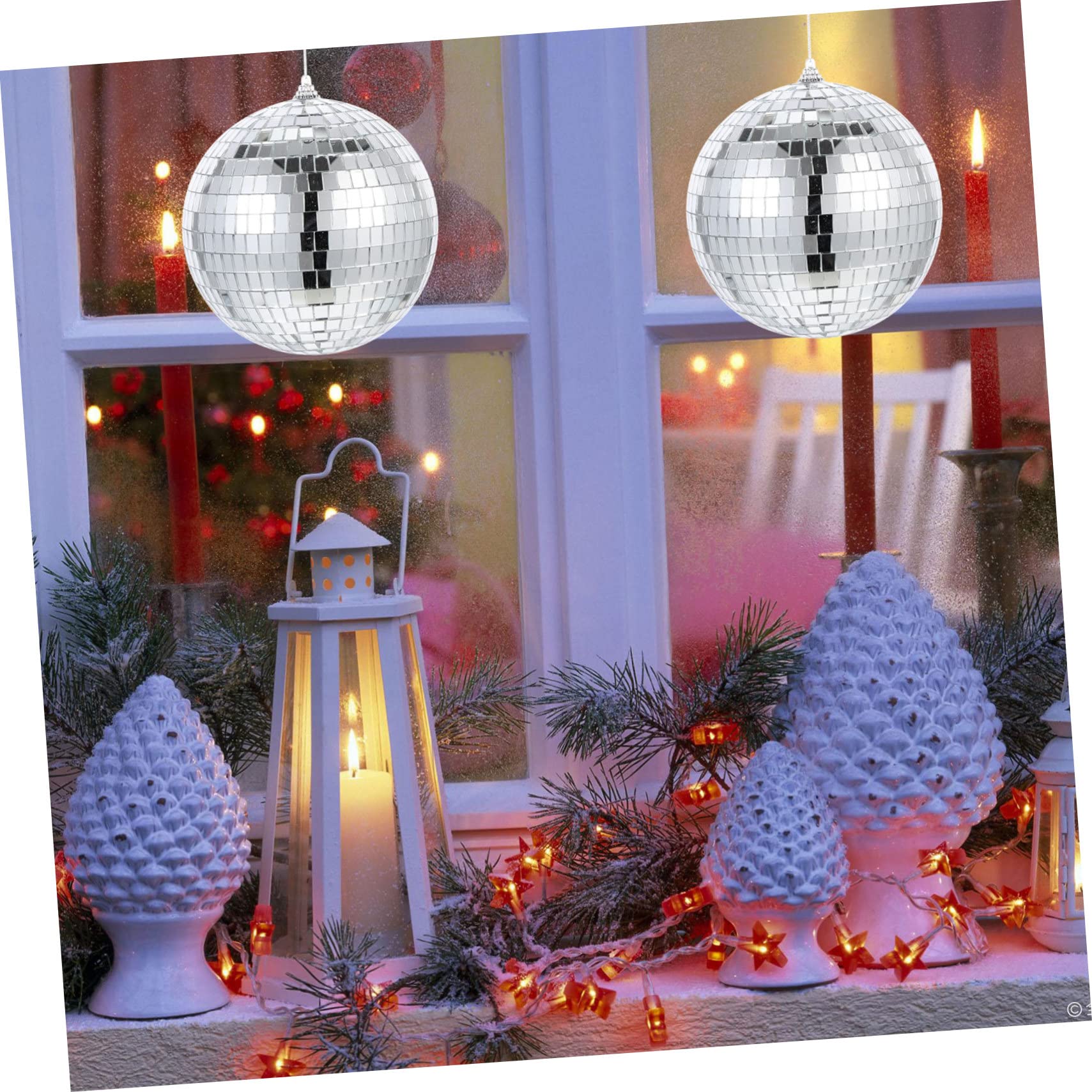 FAVOMOTO 2pcs Silver Mirror Disco Ball Decorative Party Ball 15cm Diameter for Christmas Tree Ornaments