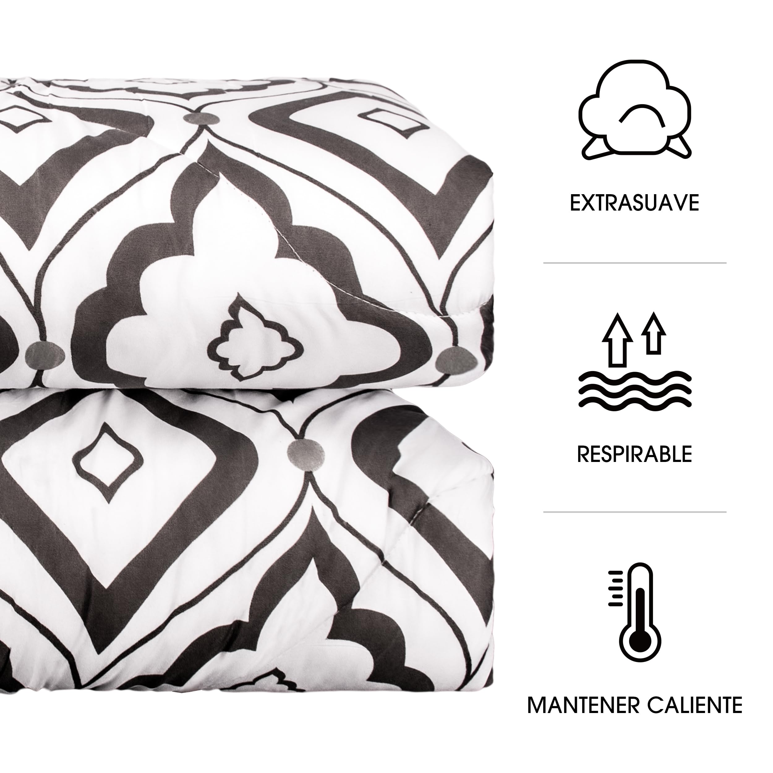 BESCH Edredón Invierno Nórdico de Microfibra 220x240cm para Cama de 150 con Relleno de Fibra 280gr/m2 - Edredón Nórdico Suave Cálido Ligero - Patrón