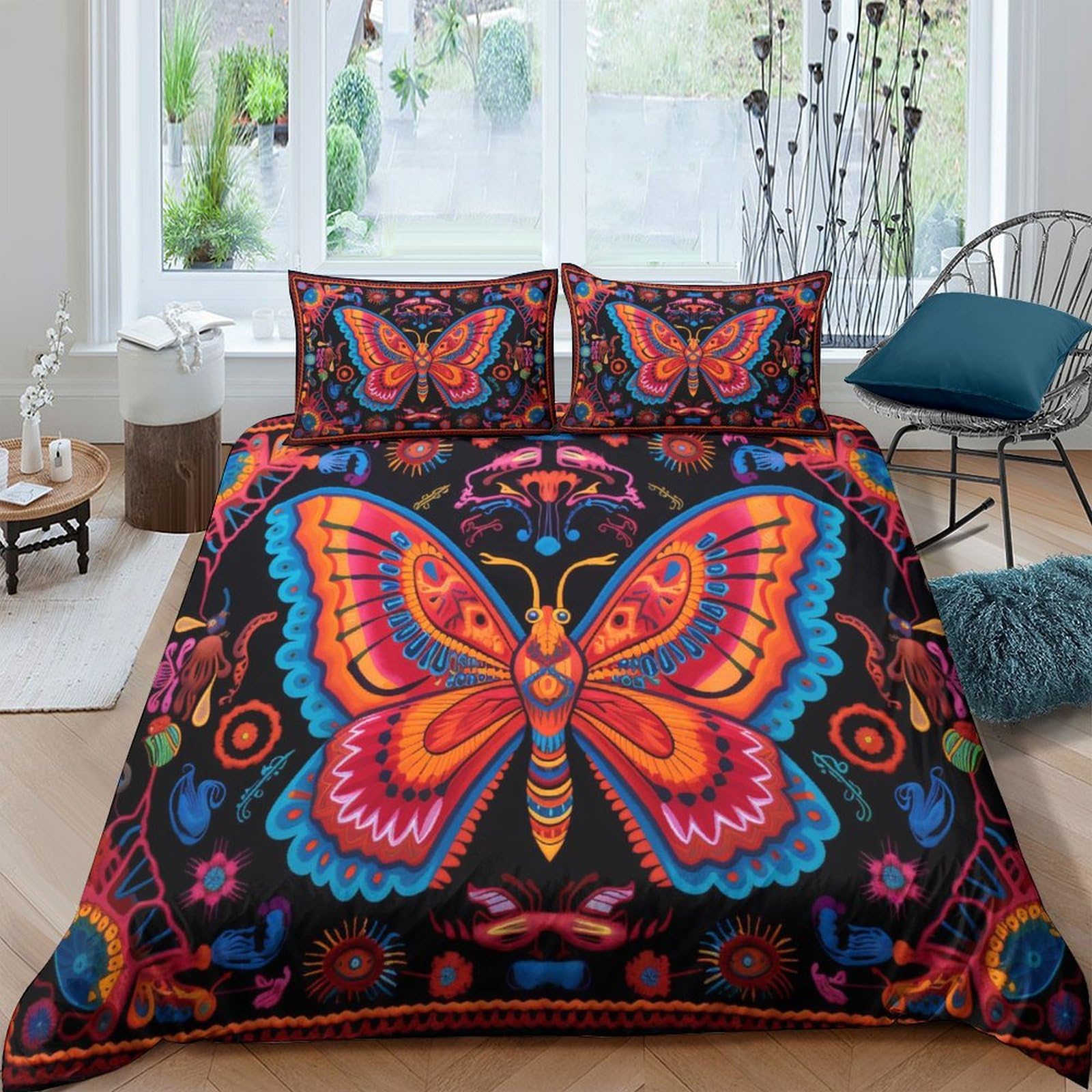 Housse de couette papillon 3D pour une chambre d'enfant ou d'adulte parure lit king 220x240cm