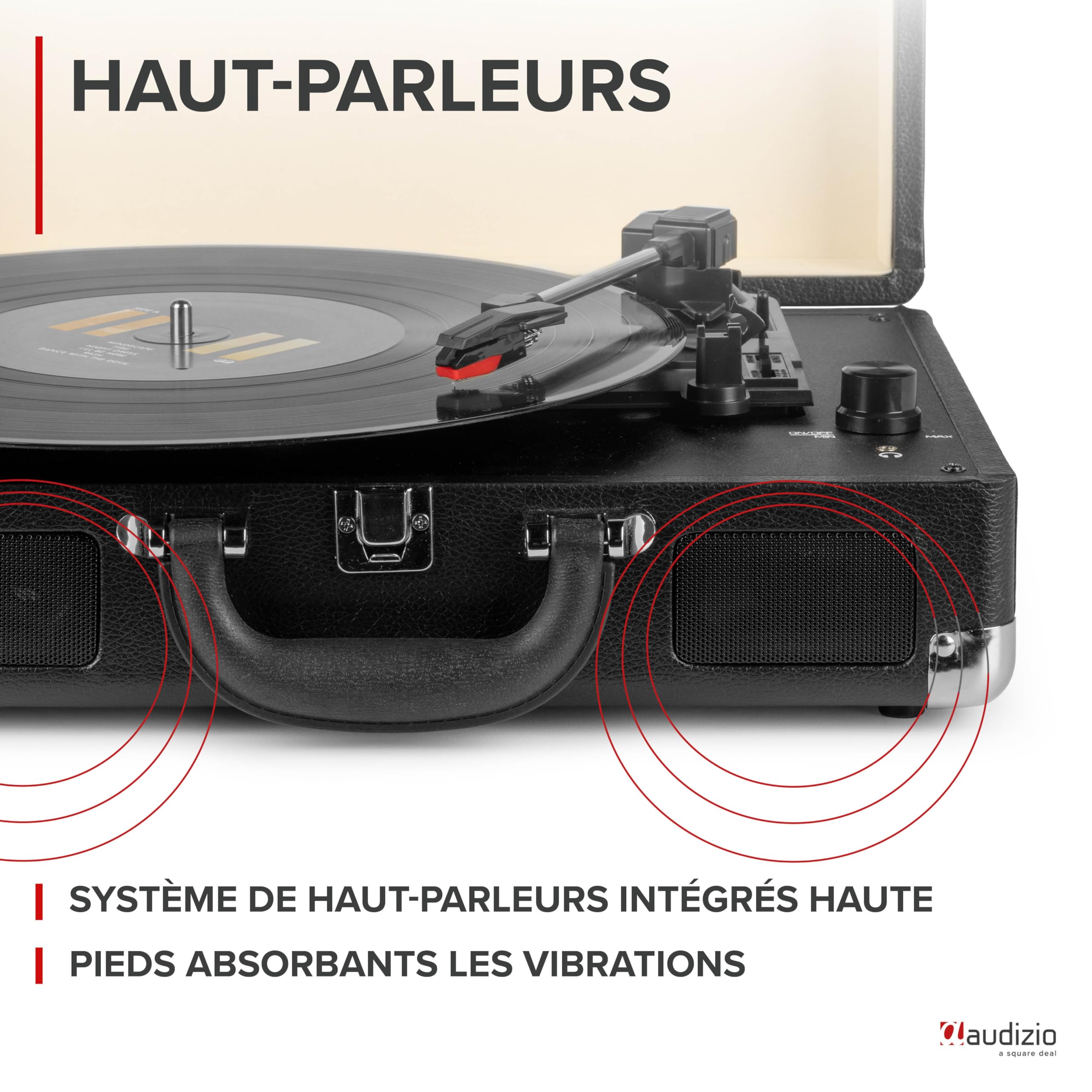 Audizio RP114BK Platine Vinyle Rétro avec Haut-Parleurs Intégrés - Noire, Lecture 33/45 & 78 Tours, Fonction de Numération pour Ordinateur, Idéal pour Écouter Vos Anciens Vinyles Préférés