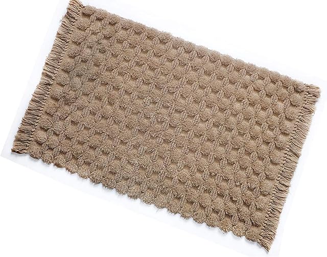 Amazon Brand - Umi Luxury Cotton Bath Rug Floor mat for Shower Super Soft Machine Washable Bath Rugs for Bathroom/Kitchen Water Absorbent Anti-Skid Bedroom Area Rugs (53 x 86 CM / 21" x 34") (Taupe)