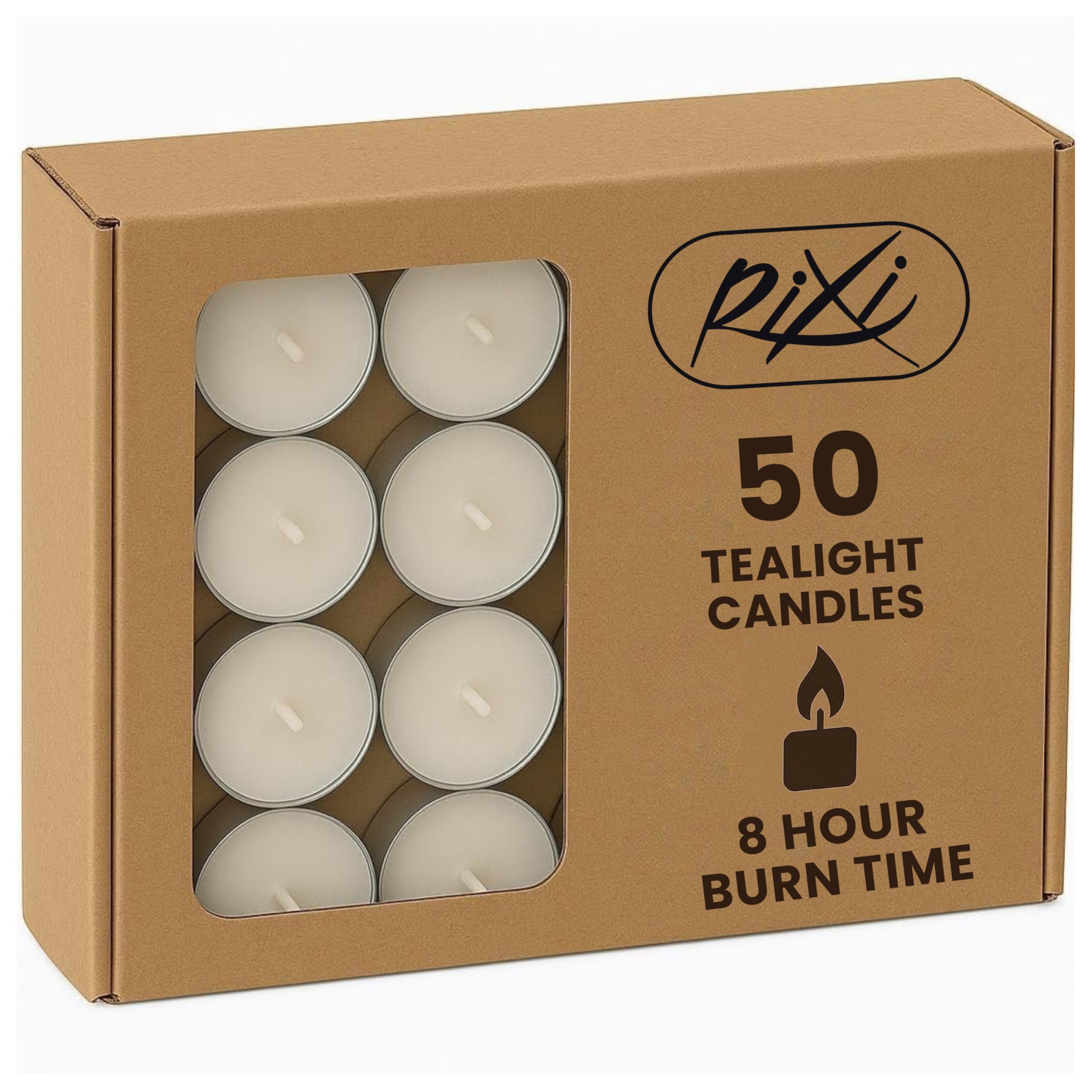 RIXI Unscented Tea Lights, Pack of 50