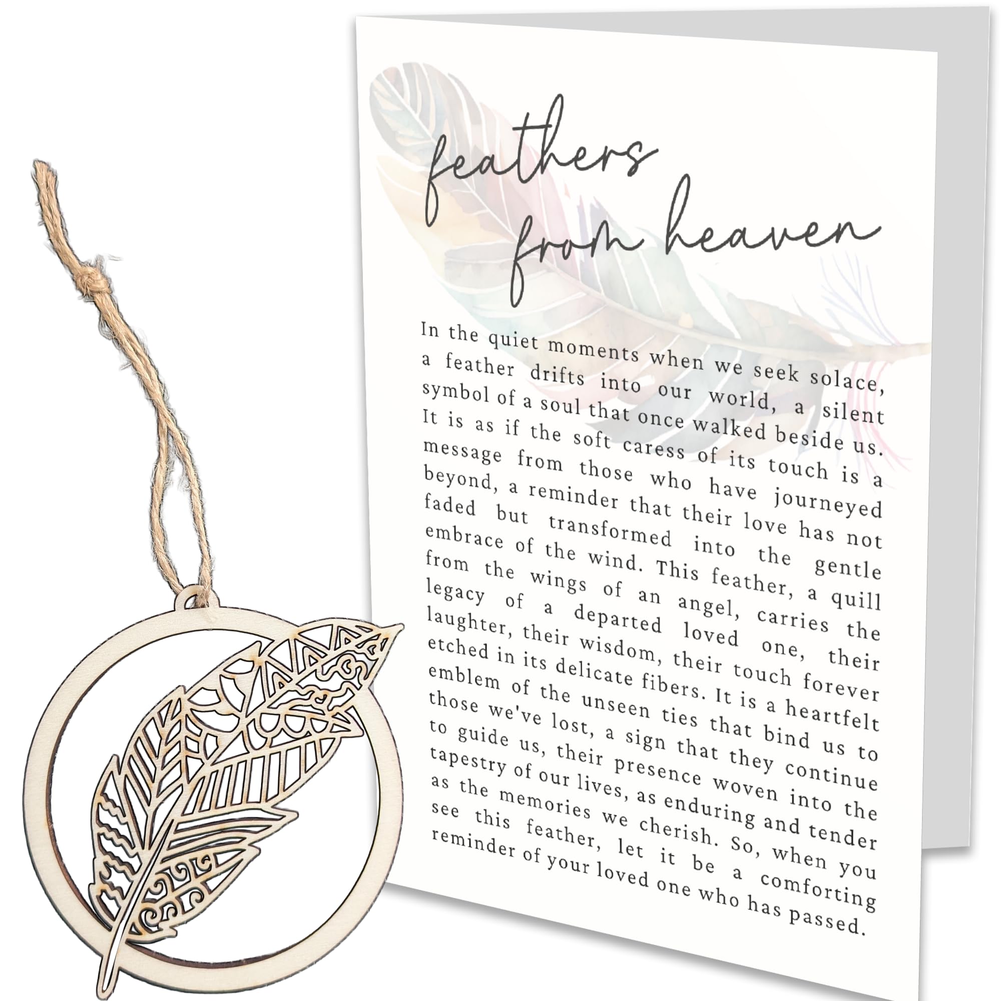 "Feathers from Heaven" Sympathy Windcatcher and A5 Greeting Card - A Comforting Memorial Gift (Sympathy - Feather)
