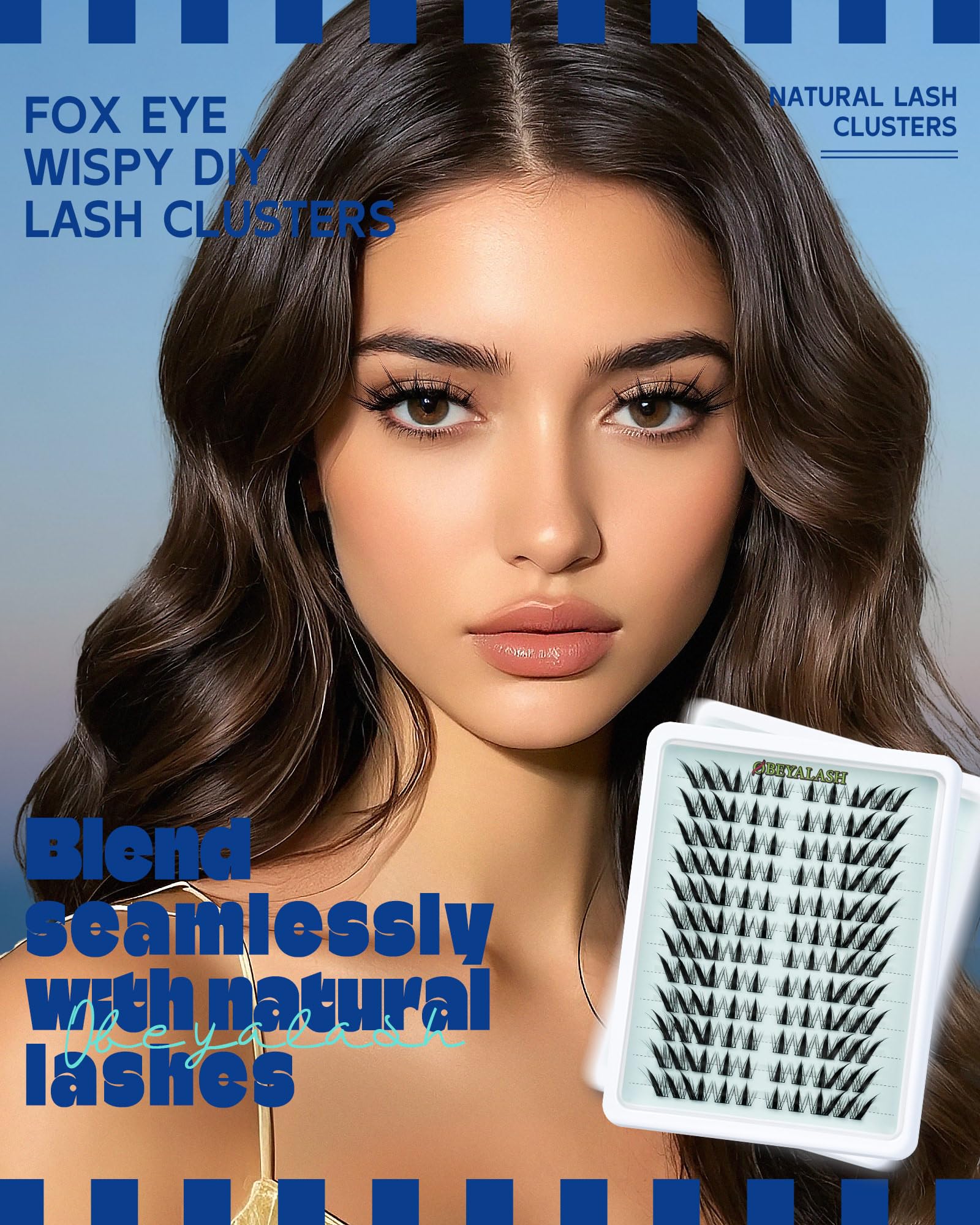 Obeyalash Sztuczne Rzęsy Fox Eye Cluster Lashes Cat Eye Individual Eyelashes 120pcs Cluster Eyelashes D Curl Diy Eyelash Extensions 6-12mm Soft and Comfortable(Zk40)