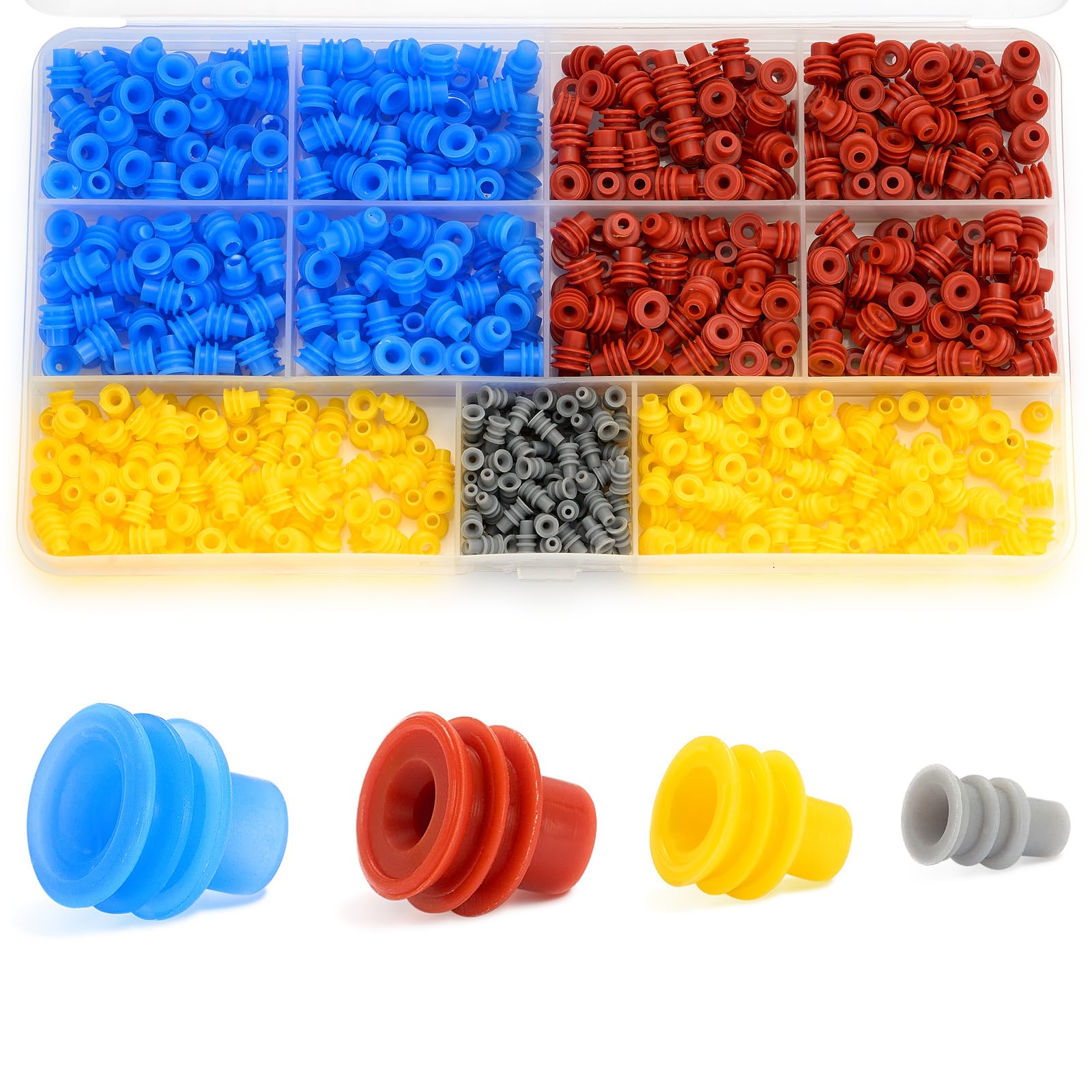 600Pcs Weather Pack Connector Wire Seals, Metric-Pack Seals, Cavity Plugs, Pin Connector Seals Kit, Rubber Seals for Different Types of Automotive Electrical Wire Connectors 24-12 Gauge