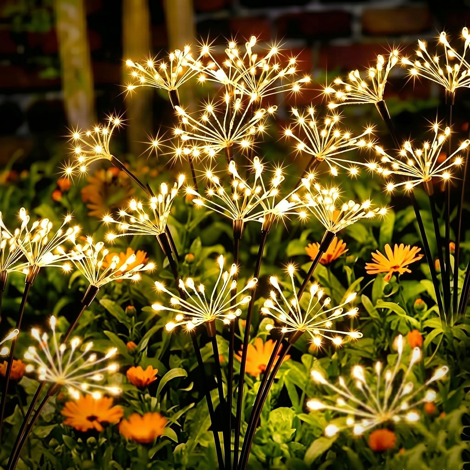 yowin Solarlampen für Außen Garten 2 Stück LED Solarleuchten Gartenstecker, IP65 Wasserdicht Pusteblume Solar Gartenleuchten 8 Modi Feuerwerkslichter für Aussen Balkon Blumenkästen Terrasse Deko