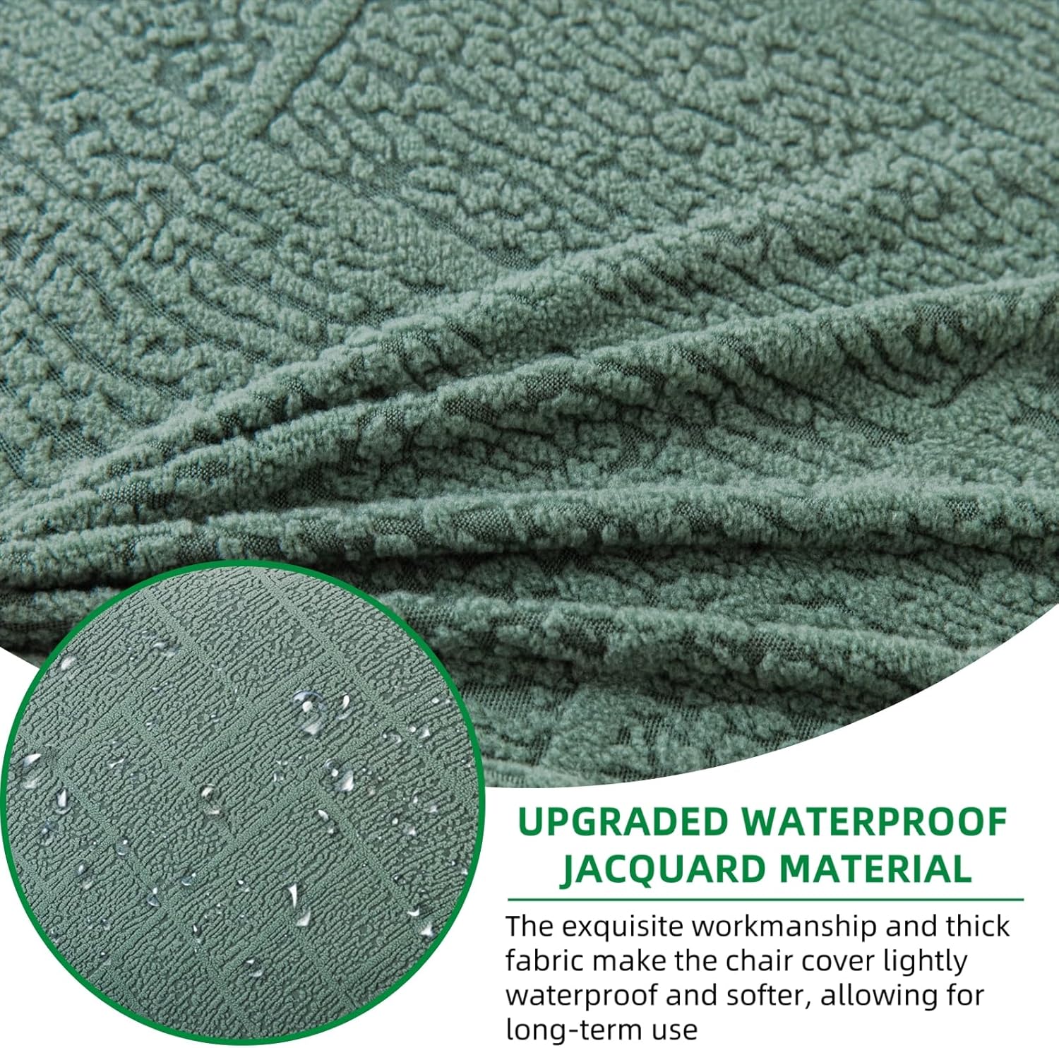 Jacquard Banquet Armchair Slipcovers Soft Chair Covers Armchair 1-Piece Stretch Chair Covers for Living Room Nonslip Outdoor Armchair Cover Pets Friendly Furniture Protector Jacquard B -Green 1 PC