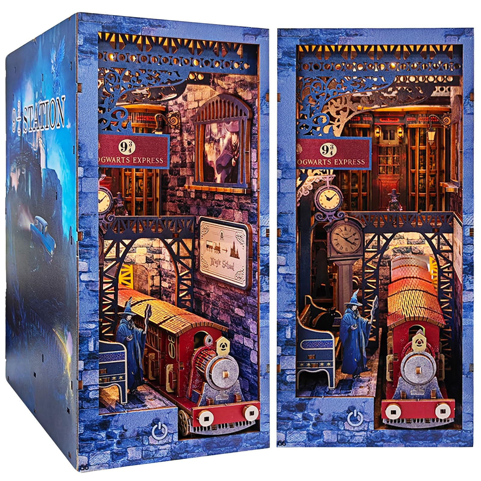Book Nook Kit Magic Train Station Booknook Decor | 3D Holzpuzzle mit Bewegungsmelder-Licht, Anfängerfreundliches Bastelset für Zuhause Ornament & Urlaubsgeschenk 14+
