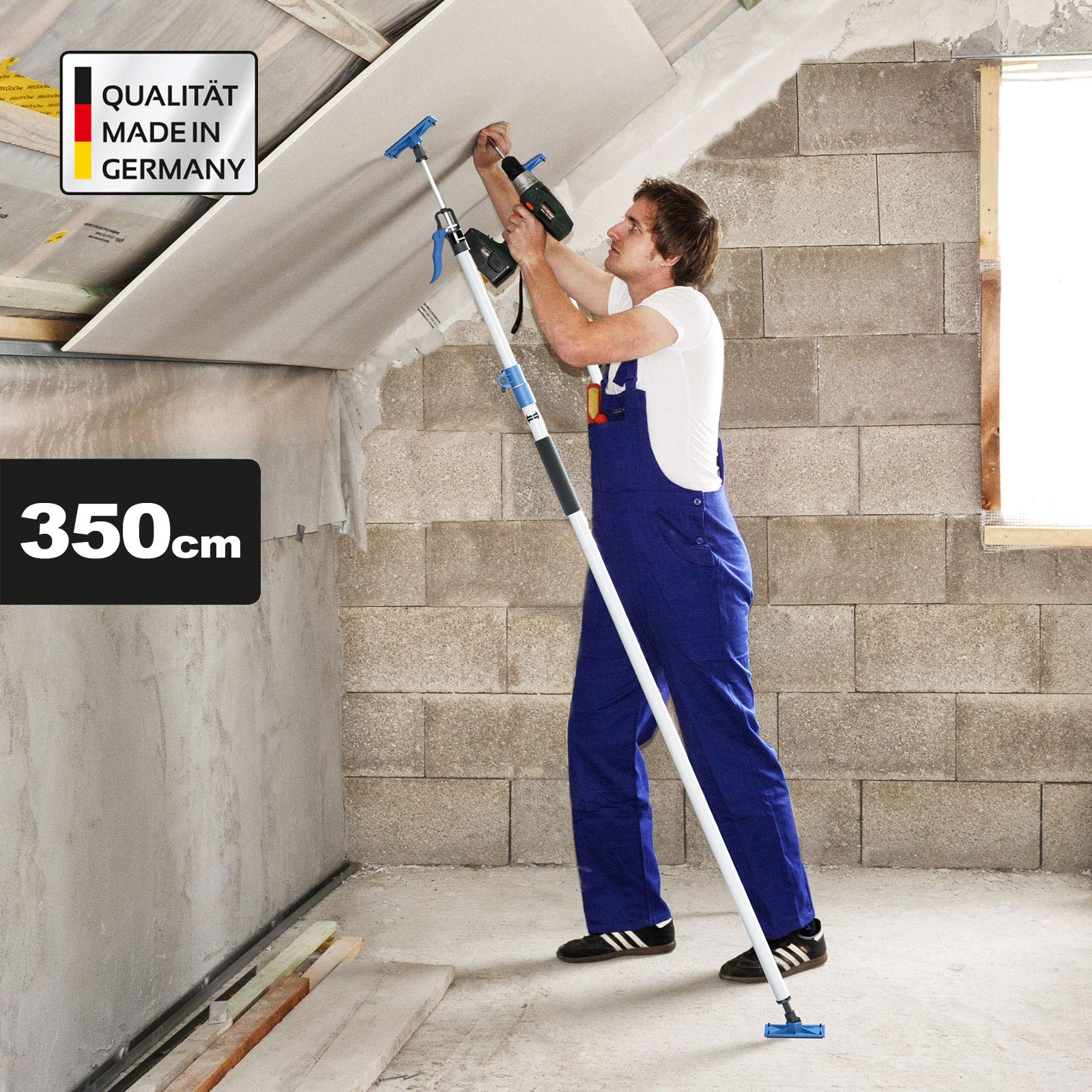 1x PROFISPANN® XXL Deckenstütze 169-350cm - Bis 70 kg - Made in Germany - Die Schnellspann-Stütze, Baustütze, Teleskopstütze mit innovativem 3-Spannsystem - MS-XXL2011