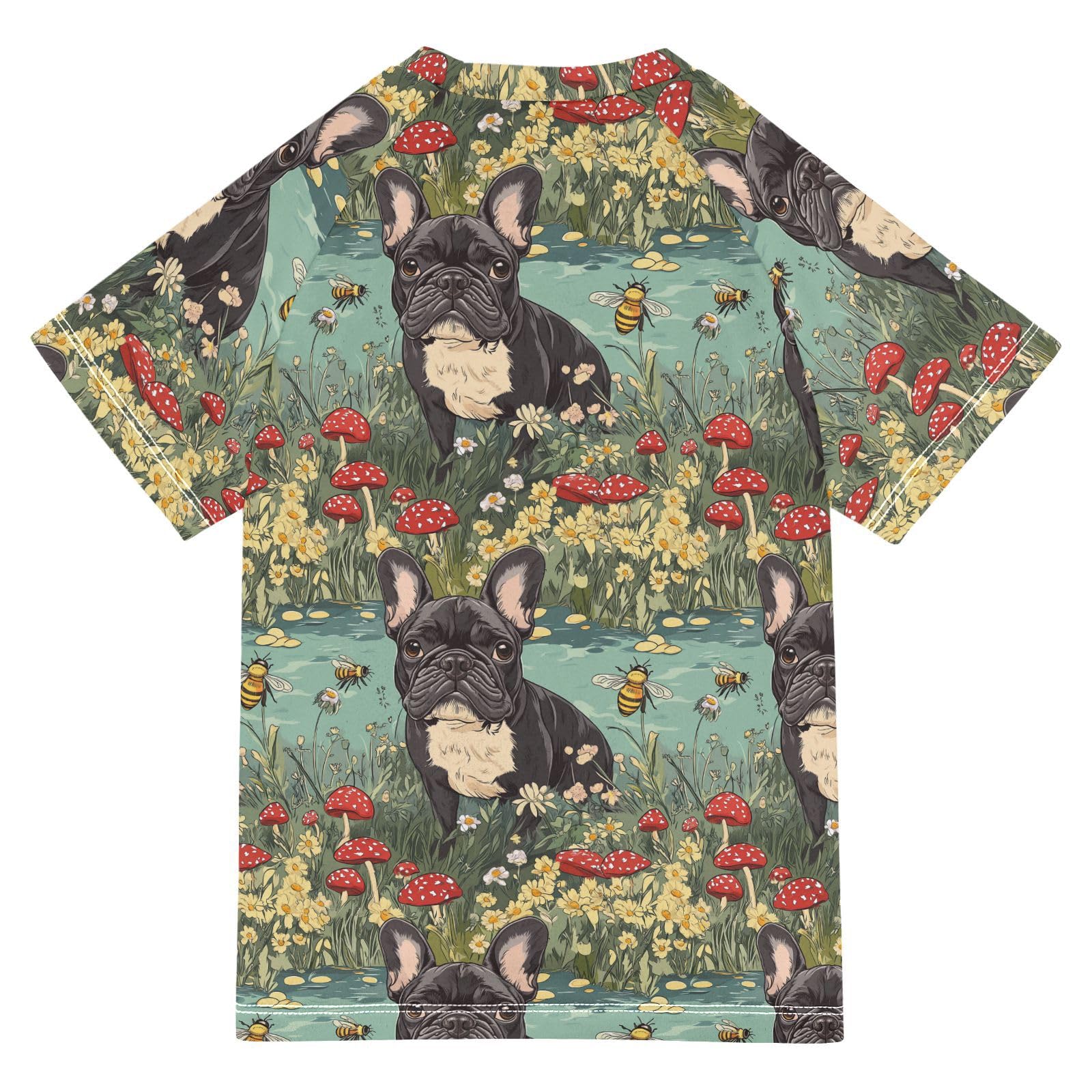 Bathing Suit Girls Short Sleeve Swimsuits for Kid Girls 7T Cartoon French Bulldog Dogs A River