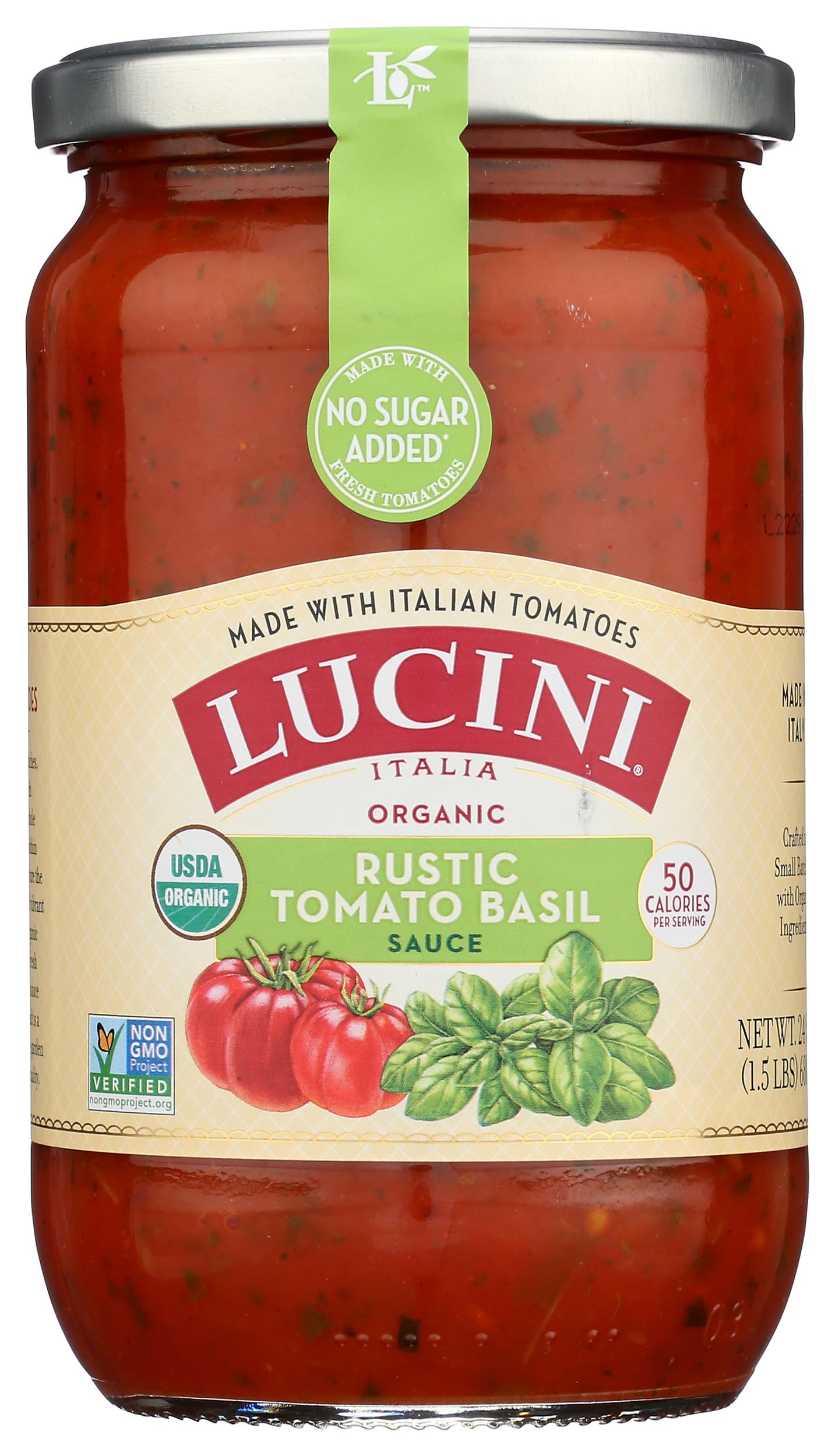 Lucini, Organic Tomato Basil Sauce, 25.5 OunceUSDA Organic