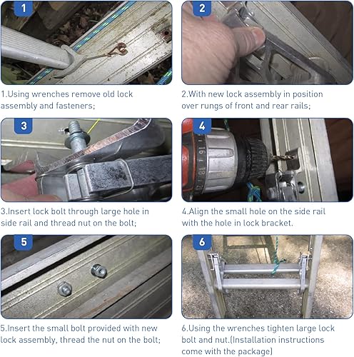 Miniatura 6 de Cerraduras de escalera de extensión para Werner 28-11, piezas de repuesto para escaleras de extensión de fibra de vidrio de aluminio de 24 pies, 28
