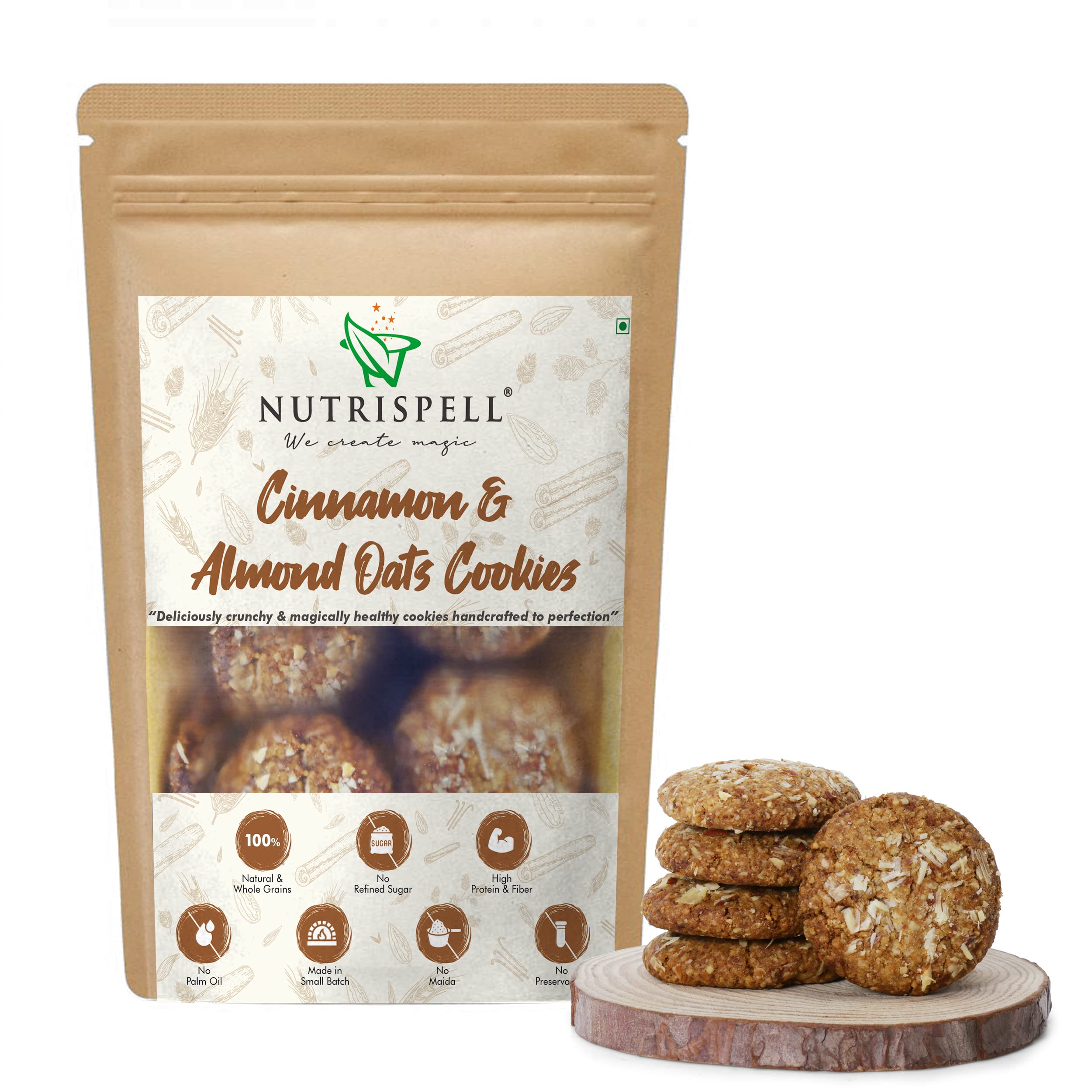 Nutrispell Cinnamon & Almond Oats Cookies, High fibre High Protein Cookies, No Maida, No Sugar, No preservatives, Jaggery Cookies, 150g (B0BS6ZQBPF) Amazon Price History, Amazon Price Tracker