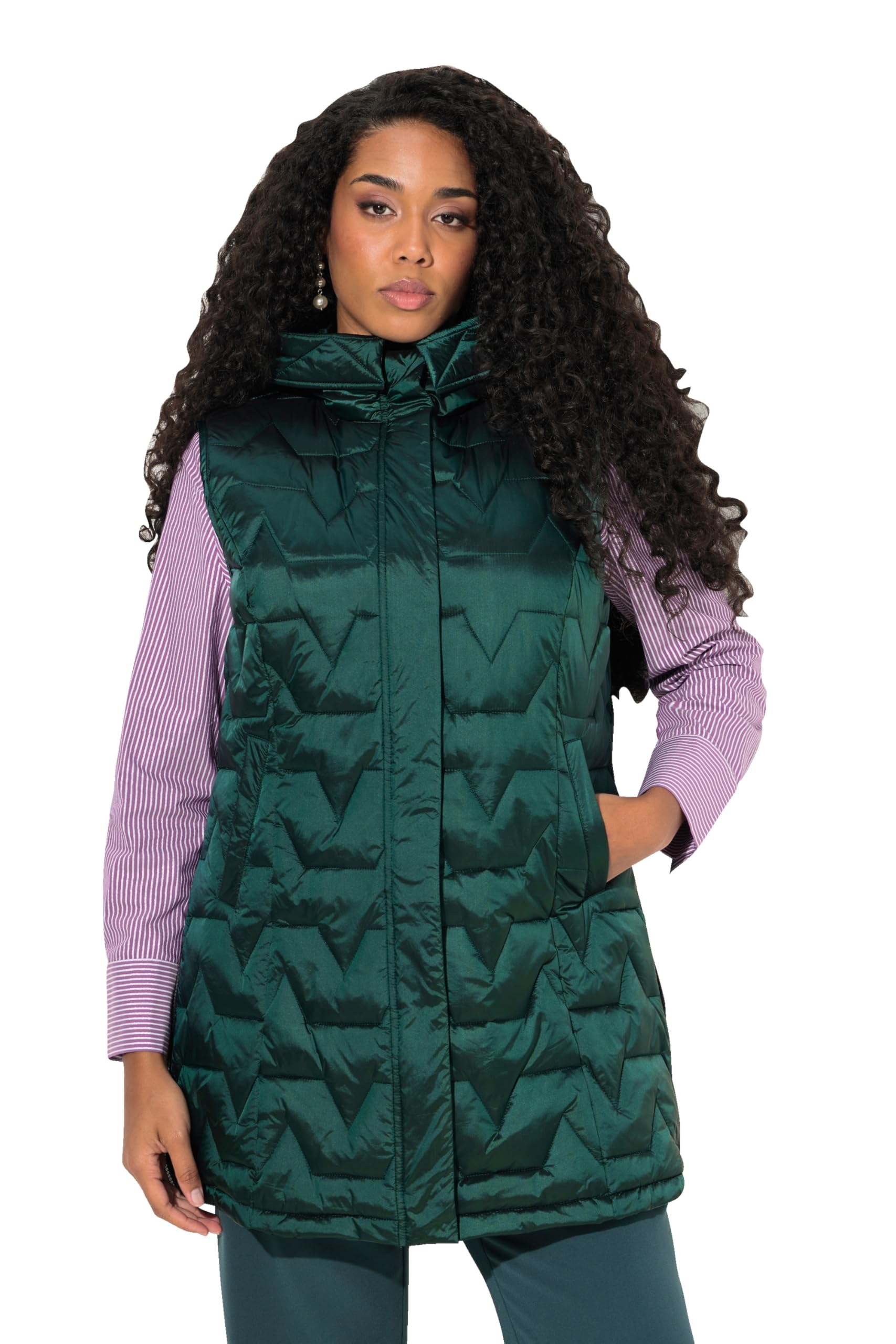 Ulla Popken Damen große Größen Übergrößen Plus Size Steppweste, Rundhals, Daunenoptik, ärmellos, recycelt 834520