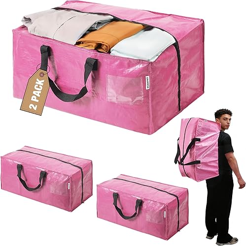 Miniatura 12 de WORKPRO Paquete de 6 bolsas de mudanza extra grandes con cremalleras y asas de transporte, correas de mochila, bolsa de almacenamiento resistente