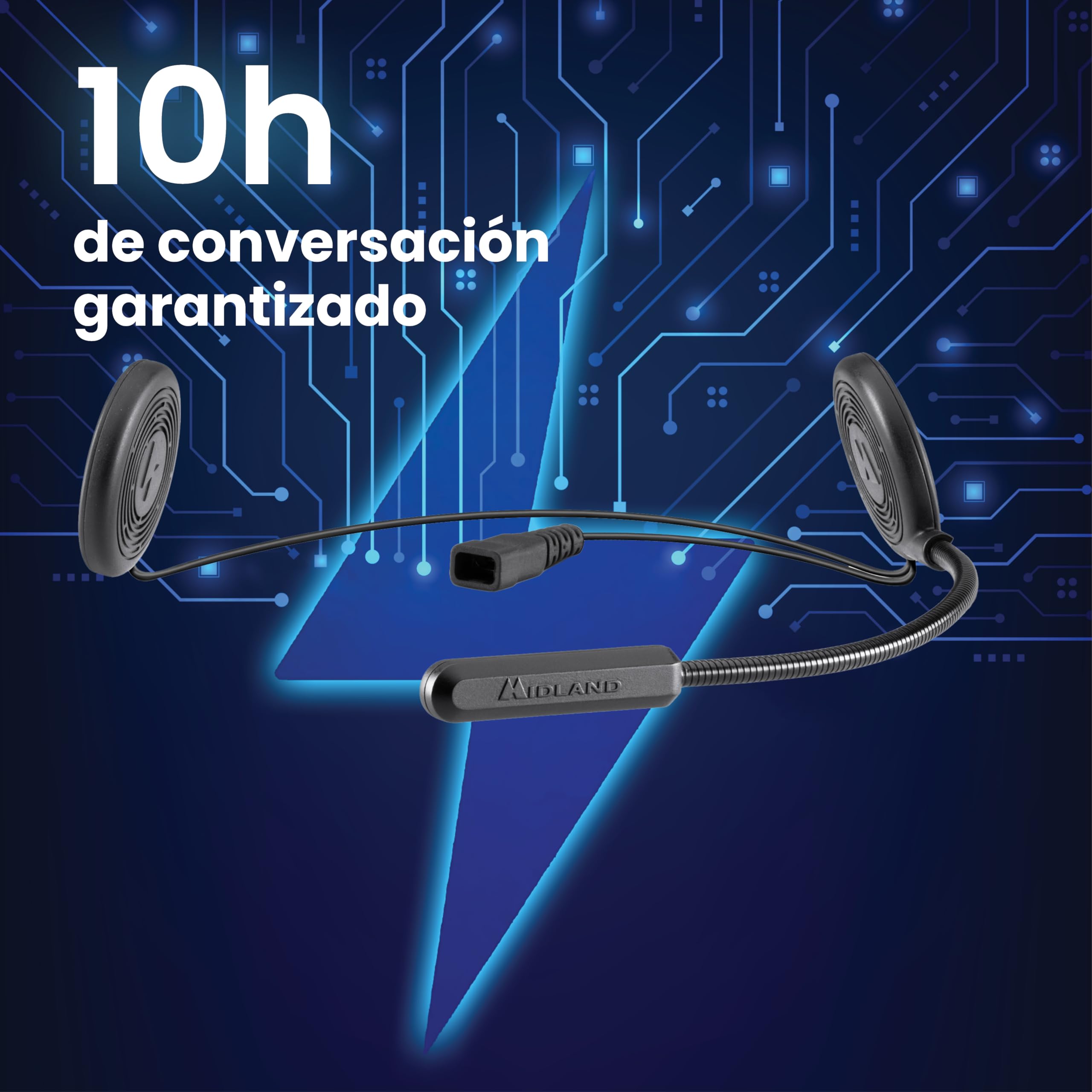 Midland - Auricular Bluetooth 5.2 Único K10 para Motociclistas Urbanos, Contestador Telefónico Invisible Universal - Auriculares Bluetooth Cancelación Ruido para Casco Moto, 7mm, Carga Rápida