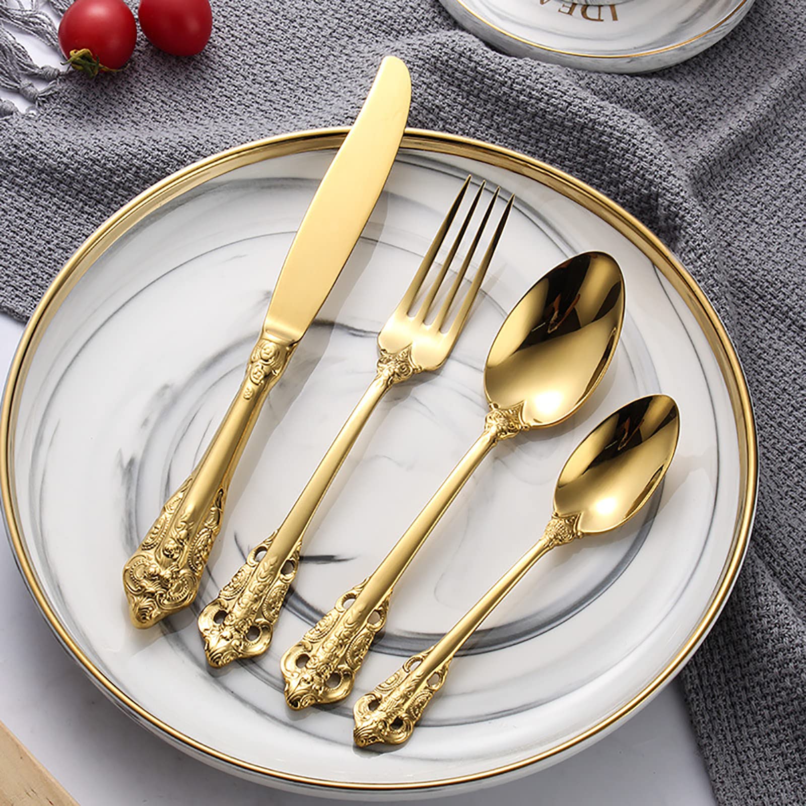 Besteck Set, Besteckset 18 Personen 72-TLG. Luxus-Besteck-Sets, Spiegelpoliertes Besteckset, Elegantes Tafelbesteck für Home/Wichtige Abendessen (18 Satz mit 72 Stück) Q6
