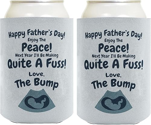 New Dad Gifts for Men Happy Fathers Day Enjoy the Peace Love the Bump 2-Pack Can Coolies Drink Coolers Blue