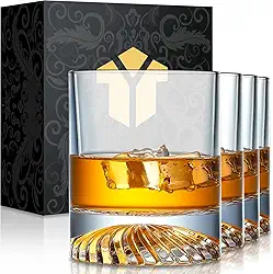 Whiskey Glasses Old Fashioned Glasses Set of 4 12oz Rocks Glasses Gift for Men Women Drinking Bourbon Scotch Cocktails Rum Cognac Vodka at Bar Home