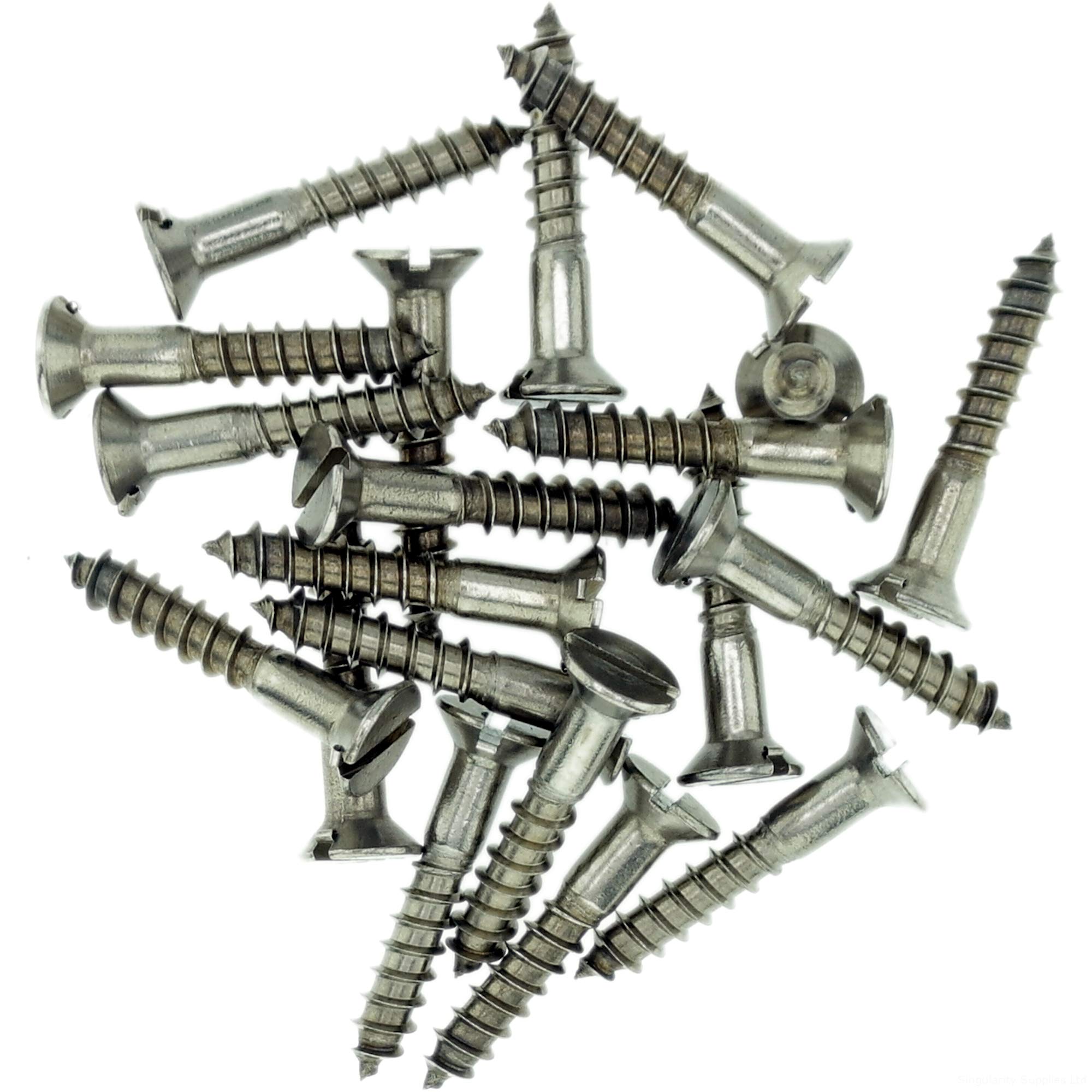 Singularity Supplies No.10 X 1.38 (5.0Mm X 35Mm) Slot Countersunk Wood Screw - Stainless Steel (A2) (Pack Of 20)
