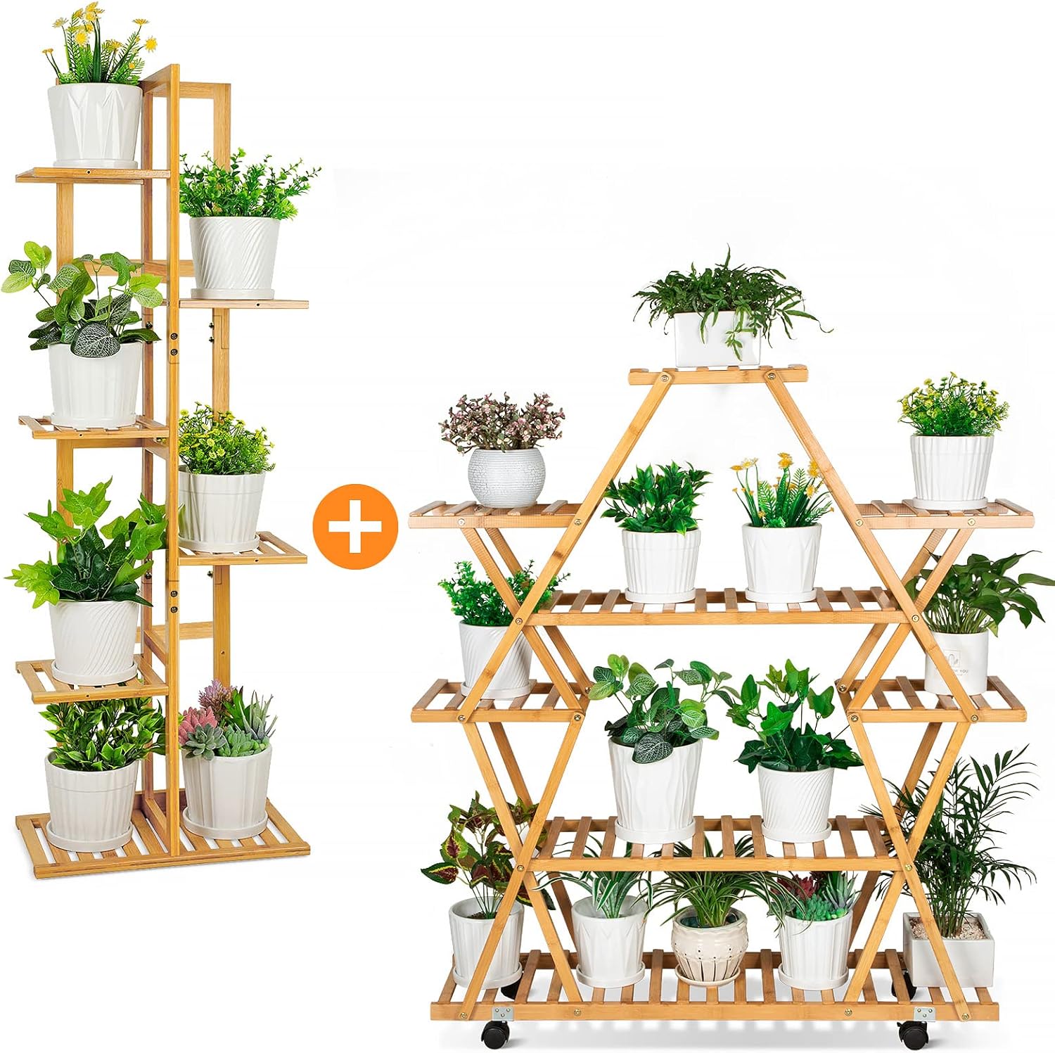 ROSSNY Plant Stand, Bamboo Plant Stands for Indoor Plants