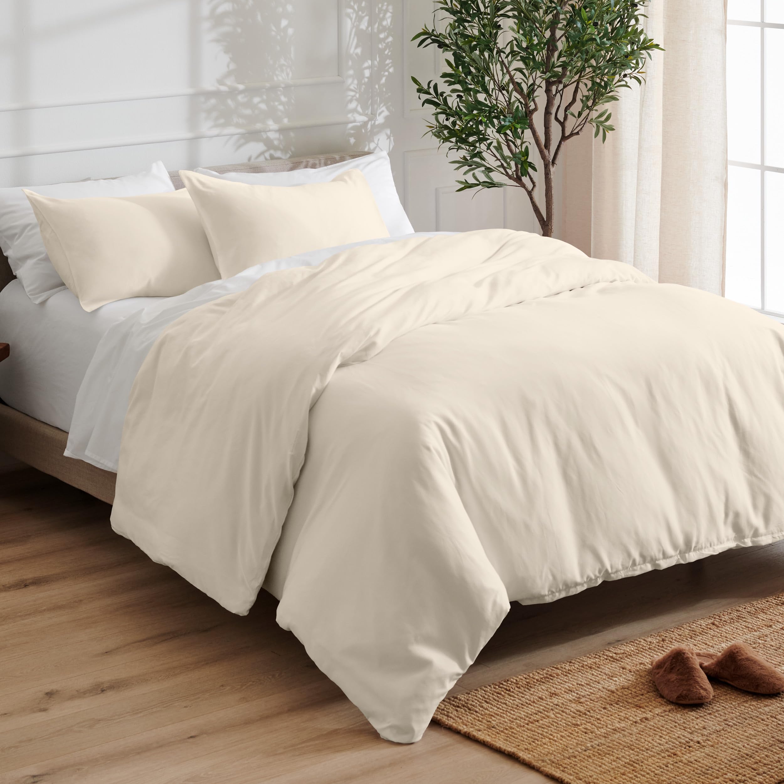 Bare Home - Juego Nórdico Ultrasuave de la Colección 1800, Tamaño King, Ligero, Transpirable y con 2 Fundas de Almohada a Juego (Tamaño King, Beige)