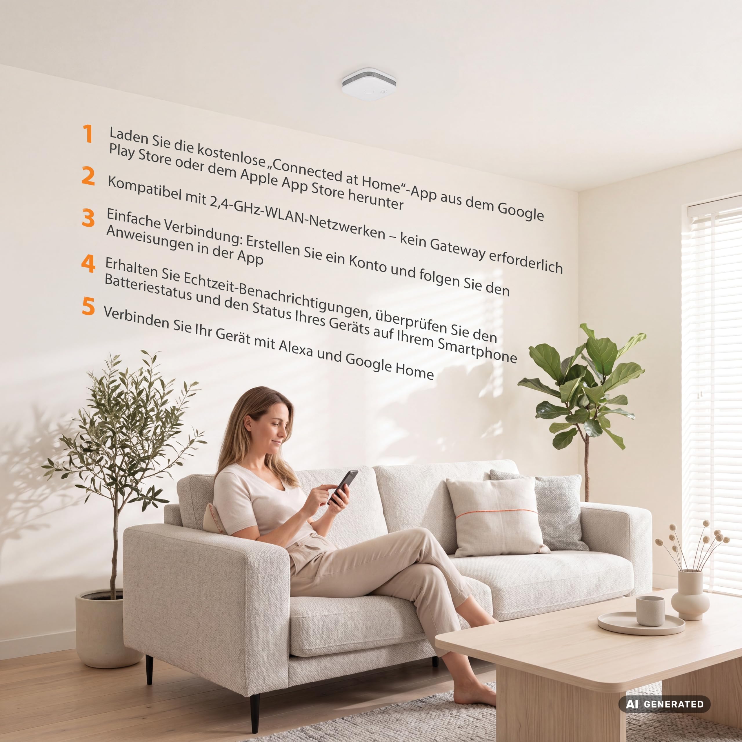 Smartwares Dreierpack vernetzte Rauchmelder von Smartwares – Kostenlose App – 85 dB – Entspricht der Norm EN-14604 – Austauschbare Batterien – LED-Anzeigen – FSM-12603