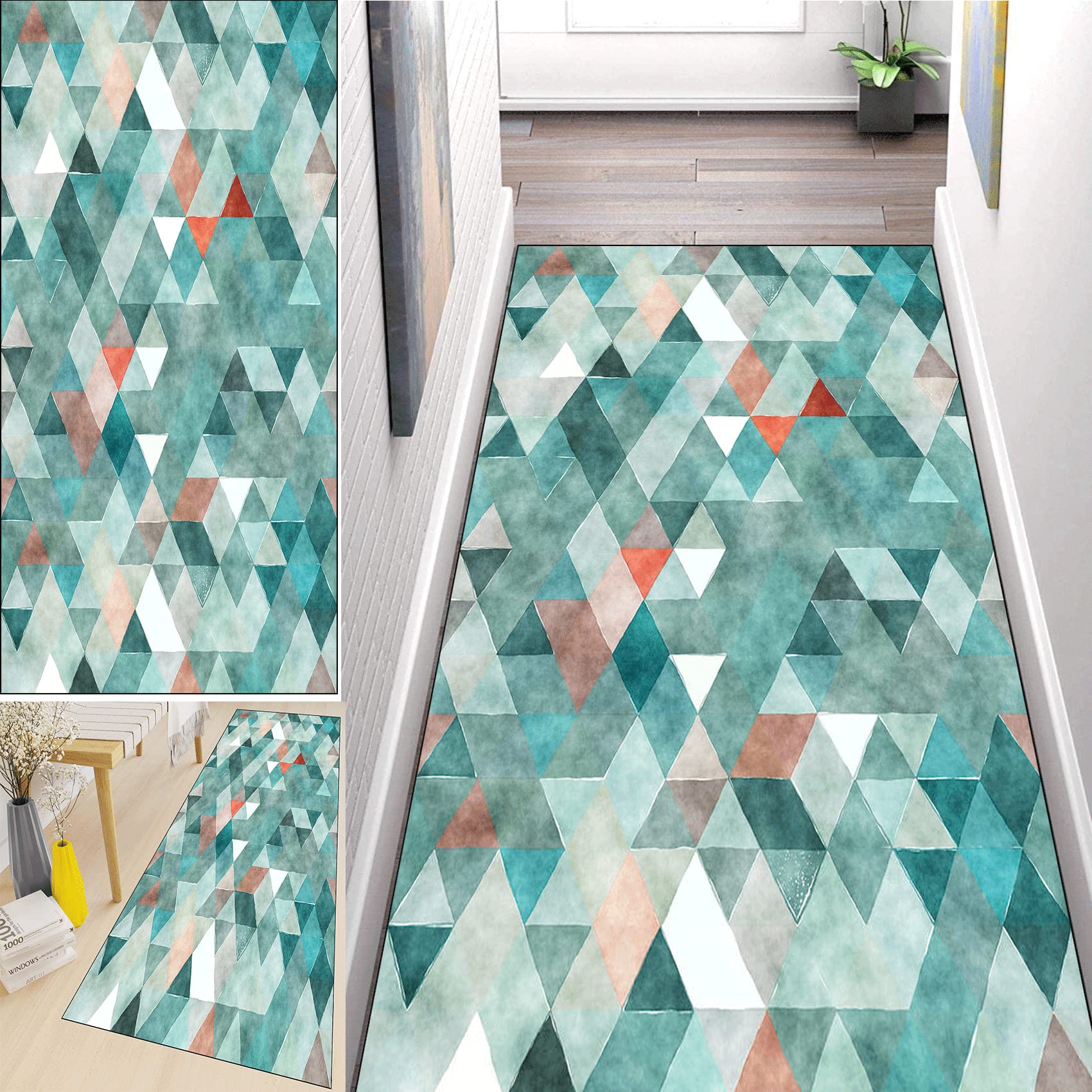 Dywaniki chodnikowe 70 x 280 cm, nowoczesny design, trwały, wykonany antypoślizgowy spód, mata kuchenna, ciężka chłonna, łatwa do czyszczenia, do przedpokoju, korytarza, kuchni, G