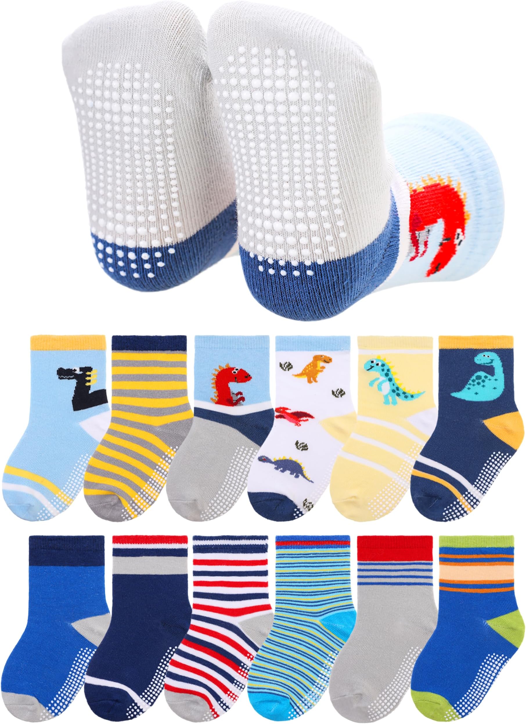 SEEYANBaby Socks Toddler Grips Socks Kids Non Slip Cotton Crew Socks Infant Anti Skid Socks For Children Boys Girls