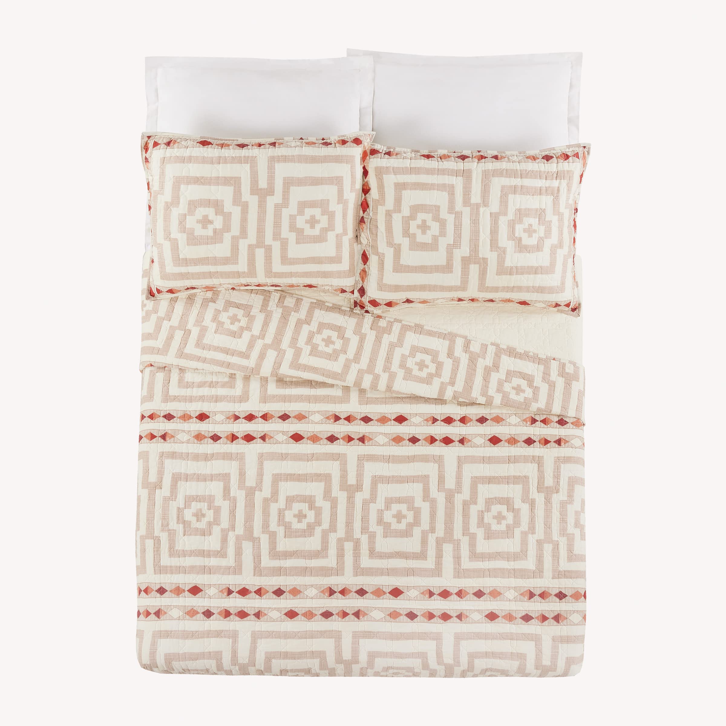 Justina Blakeney Hypnotic 3-Piece Cotton Quilt Set, King, Cream