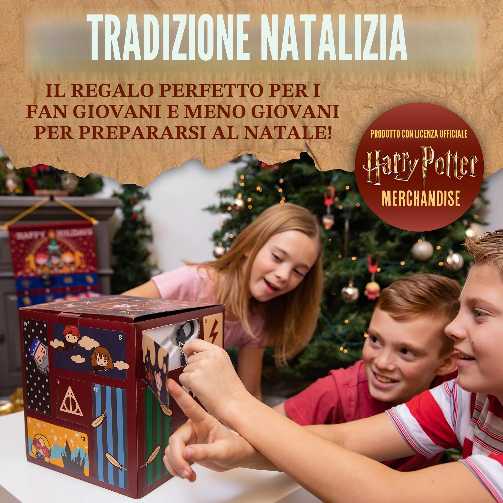 Paladone - Calendario dell'avvento di Harry Potter, cubo con 24 regali, conto alla rovescia per Natale