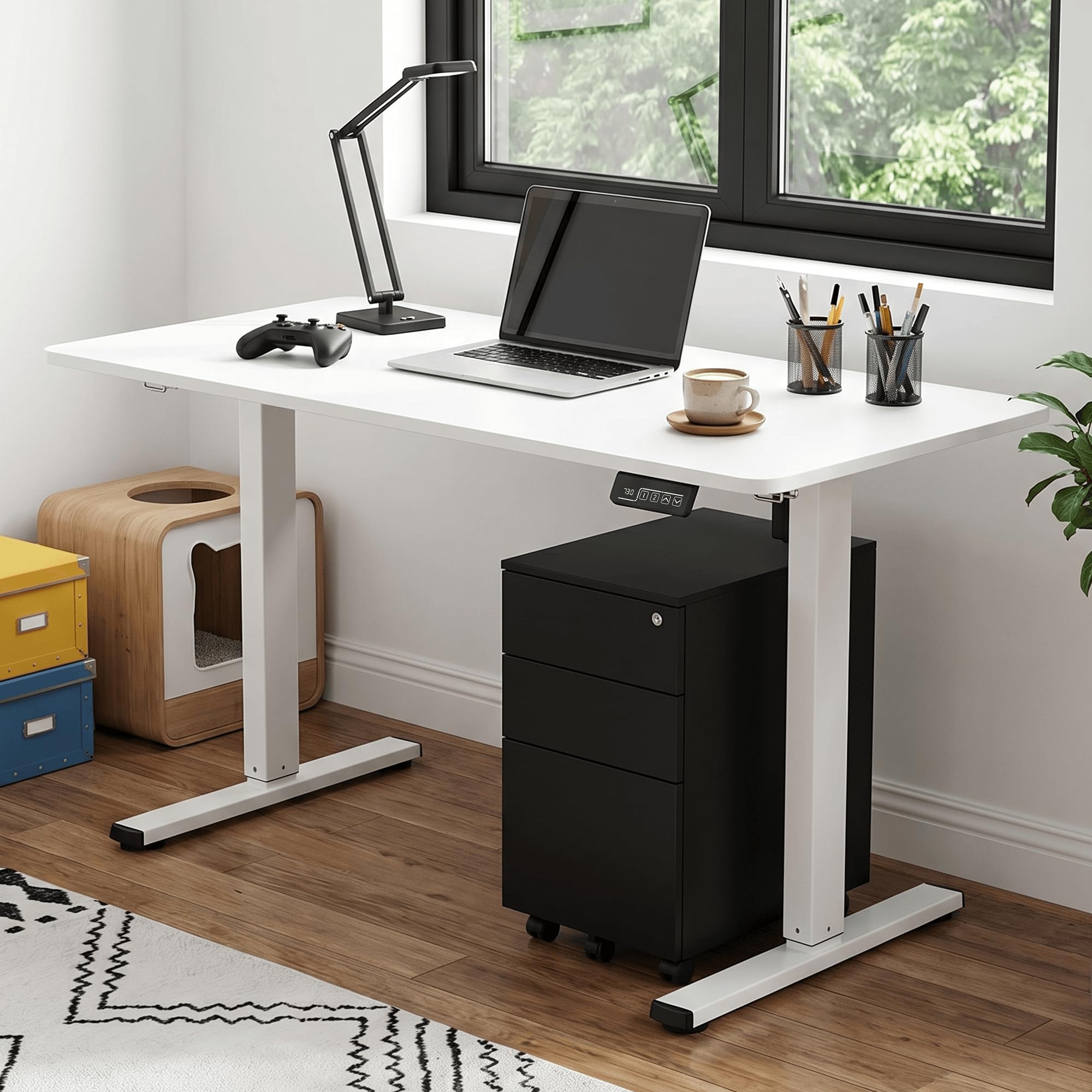 電動昇降デスク スタンディングデスク 高さ調整デスク ホワイト 瑕疵あり Amazon | HOMECO 電動式スタンディングデスク 昇降デスク パソコン