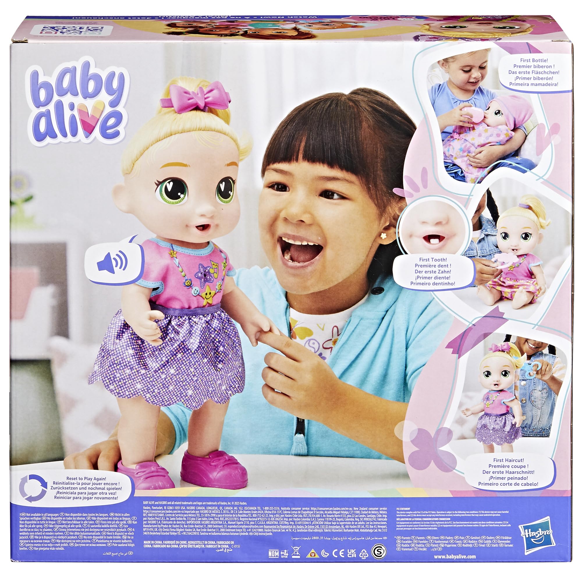 Baby Alive Bébé grandit Lala GooGoo, Coffret poupée Interactive, Jouet pour Filles Qui Grandit, Parle Anglais et Espagnol, 3 Étapes de Croissance, Plus de 75 Sons et Phrases, Jouet Dès 3 Ans