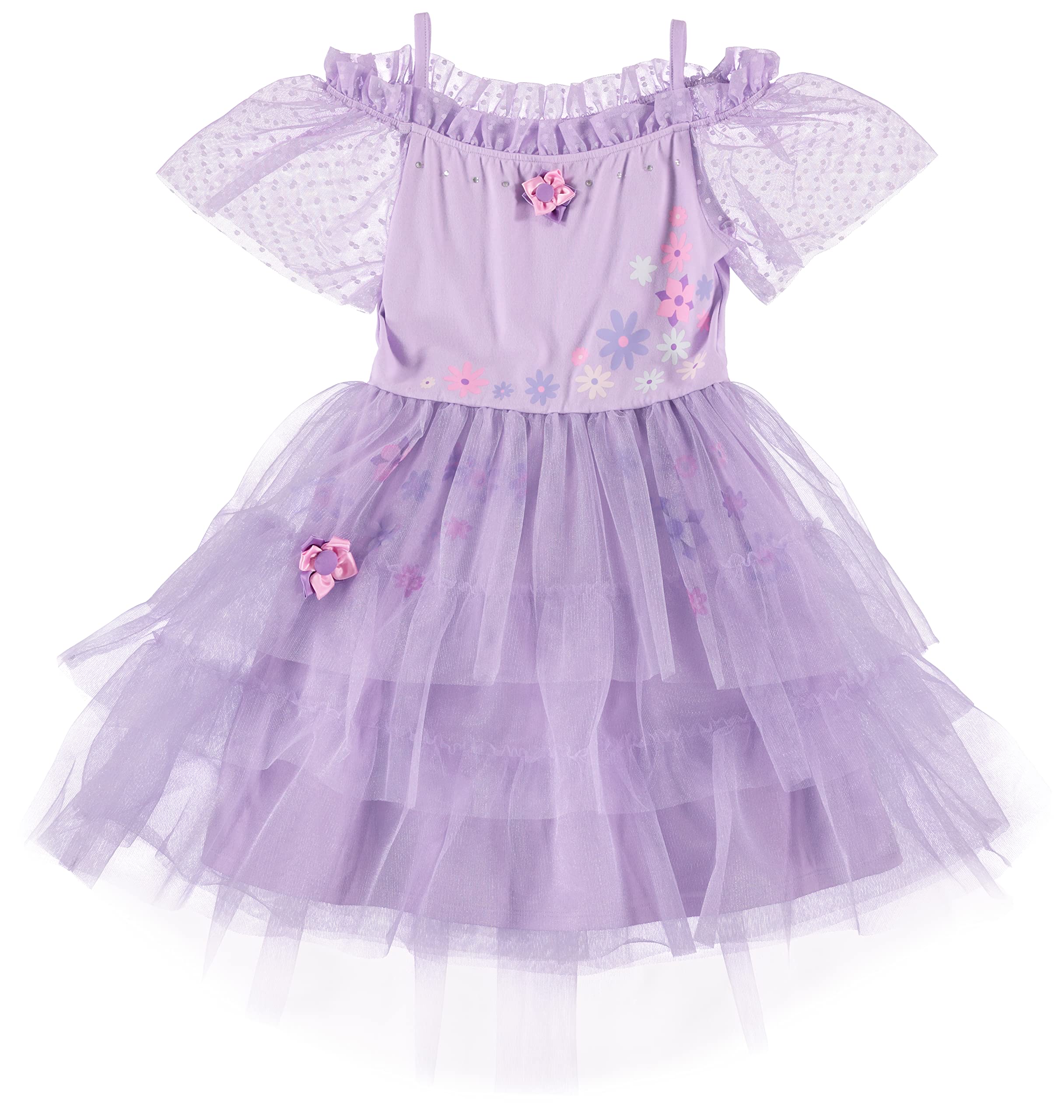 Disney Girls Lavender Tulle Tutu Flower Dress - Encanto Isabela Costume Dress Lilac- Sizes XS-XL