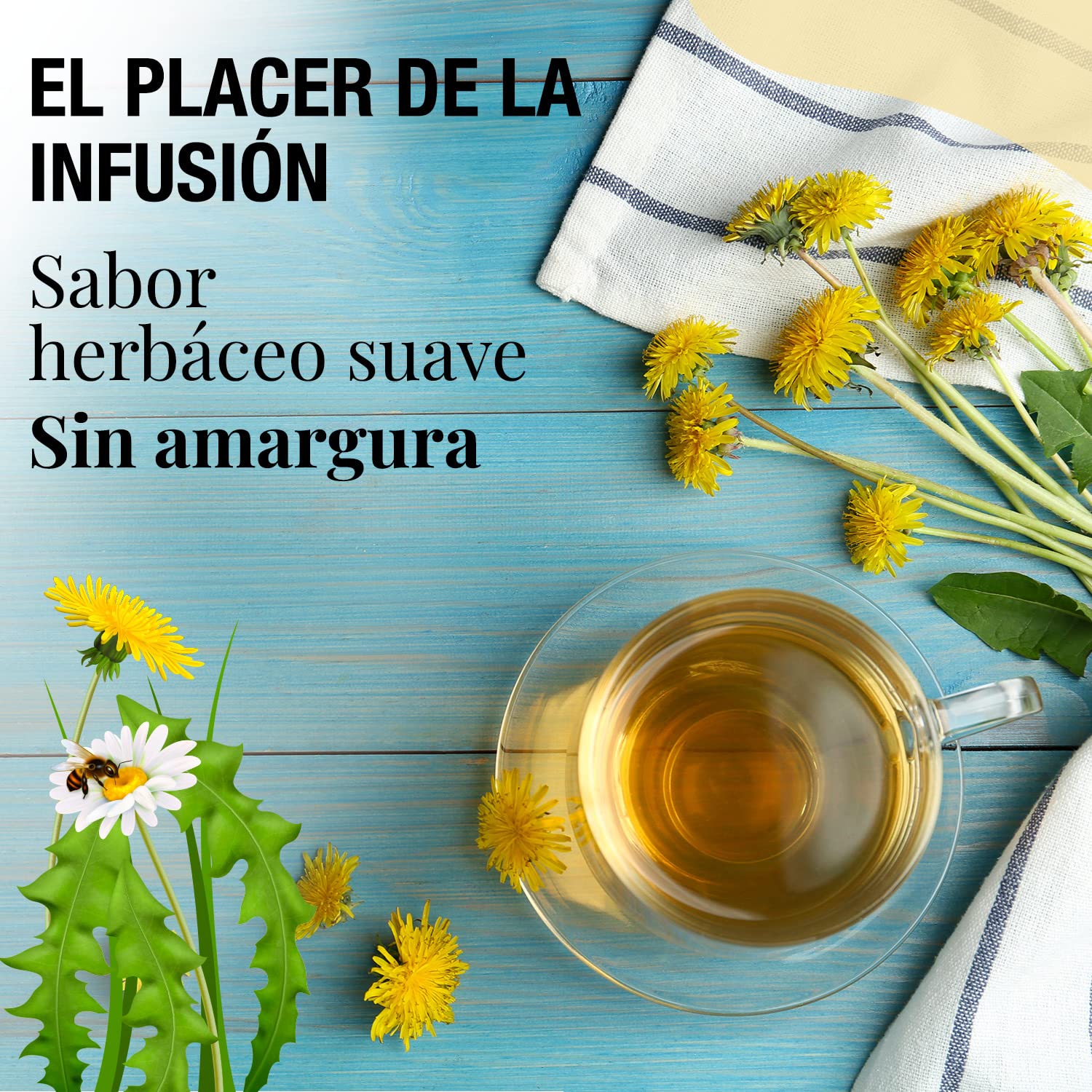 ORIGEENS Bio Diente de Leon Infusion 100g - Hojas de diente de leon secas - ​​Infusion drenante y diurética - Dandelion tea
