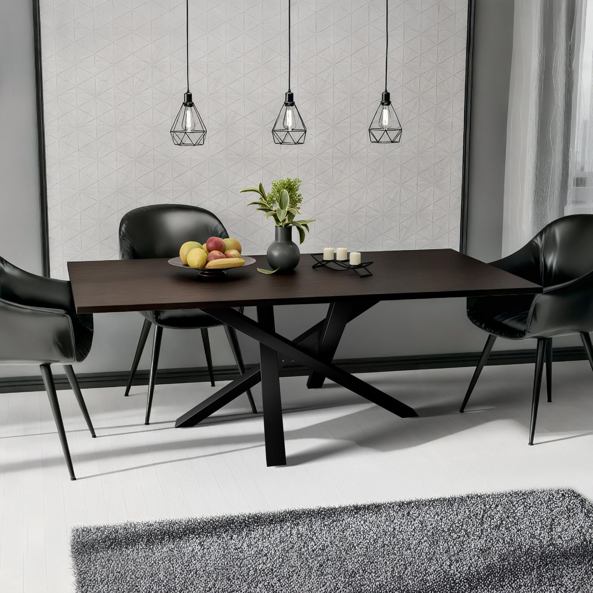 CLP Gambe del tavolo in metallo nero Finney, guide per tavoli da pranzo fai da te, in acciaio verniciato a polvere, altezza 72 cm Colore:nero;Dimensione:120x70x72 cm