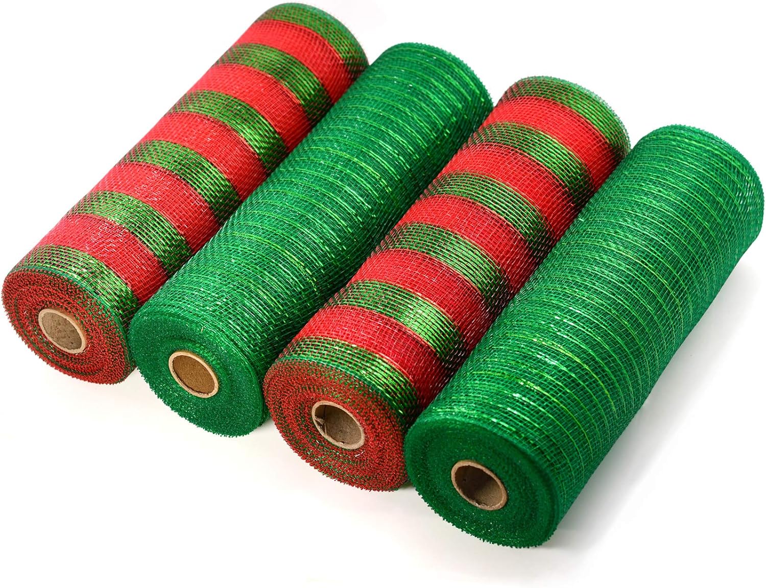 Koopi Deco Mesh 10 inch x 10 Yards - Spring Colors Metallic Foil Poly Mesh Ribbon for Wreaths, Swags, Craft, Party and Decorating Supplies - 4 Rolls(Turquoise, Fuchsia, Green, Yellow)