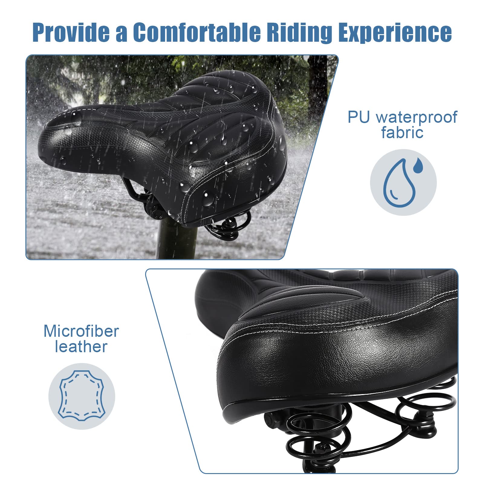 Selle De Vélo Confort PU - Remplacement VTT / BMX - 265x145x23mm - Femme - Neuve