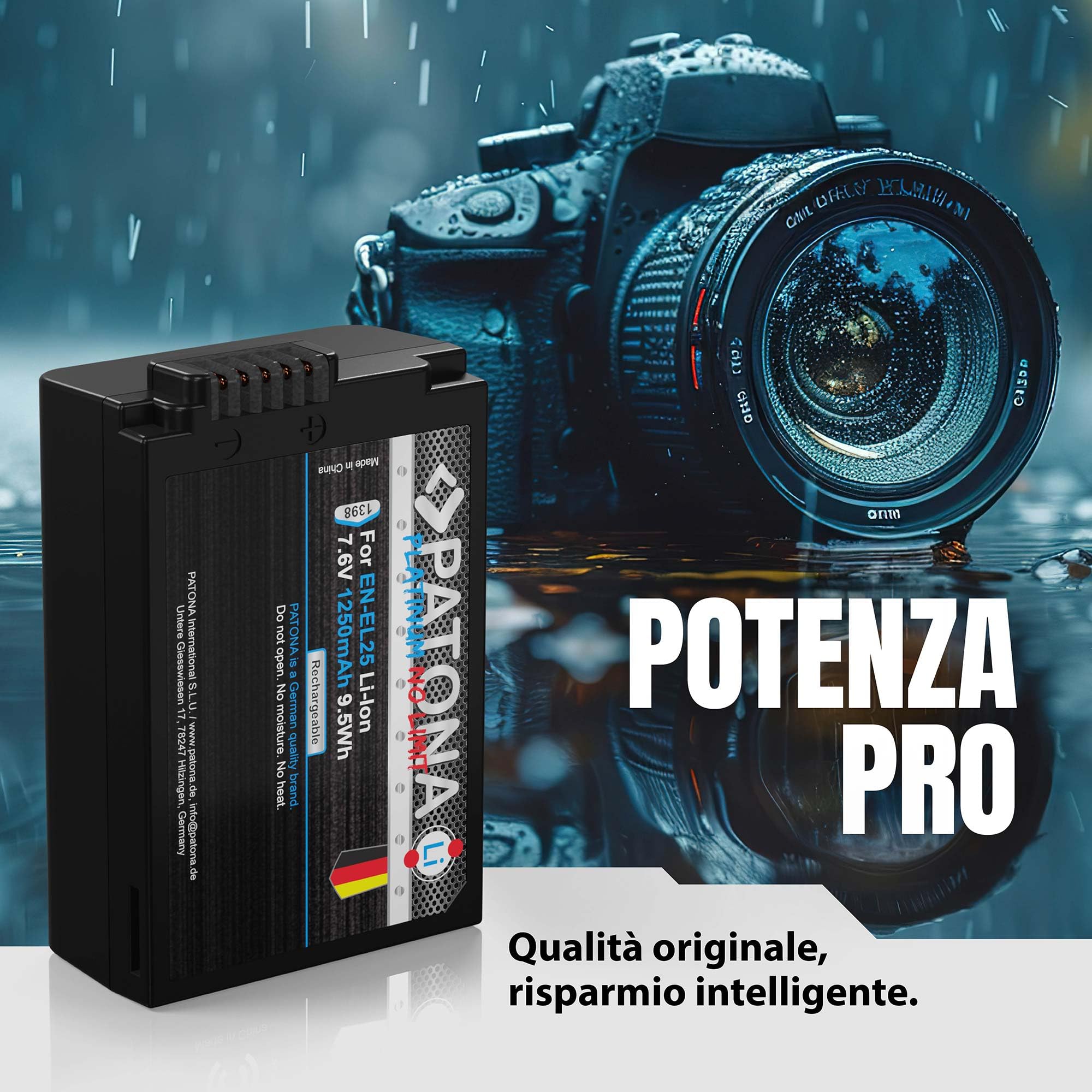 PATONA USB-C Platinum Batteria per Nikon EN-EL25, EN-EL25a 1250mAh | Batteria per Z30 Z50 II Z50II Z FC ZFC, 100% identica all'originale, con protezione da sovraccarica e cortocircuito