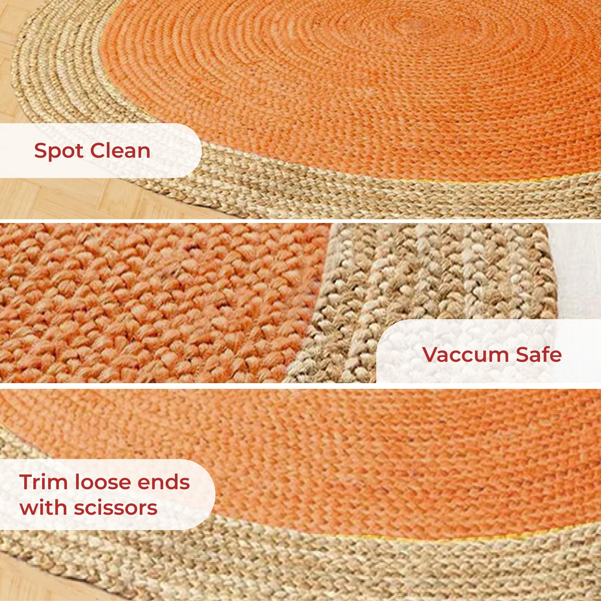 Habere India-All the Cultures Fabricating India Carpet for Living Room | Jute Round Floor Mat | Rugs for Living Room | Jute Centre Table Carpet (Yellow Color, 4x4 FT Round) 1