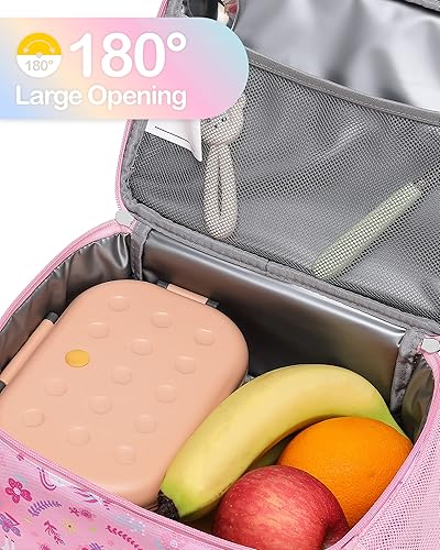 Miniatura 7 de Bagseri Fiambrera, lonchera aislada para niños, portátil, reutilizable, bolsa de almuerzo para niños, organizador térmico, forro resistente al agua