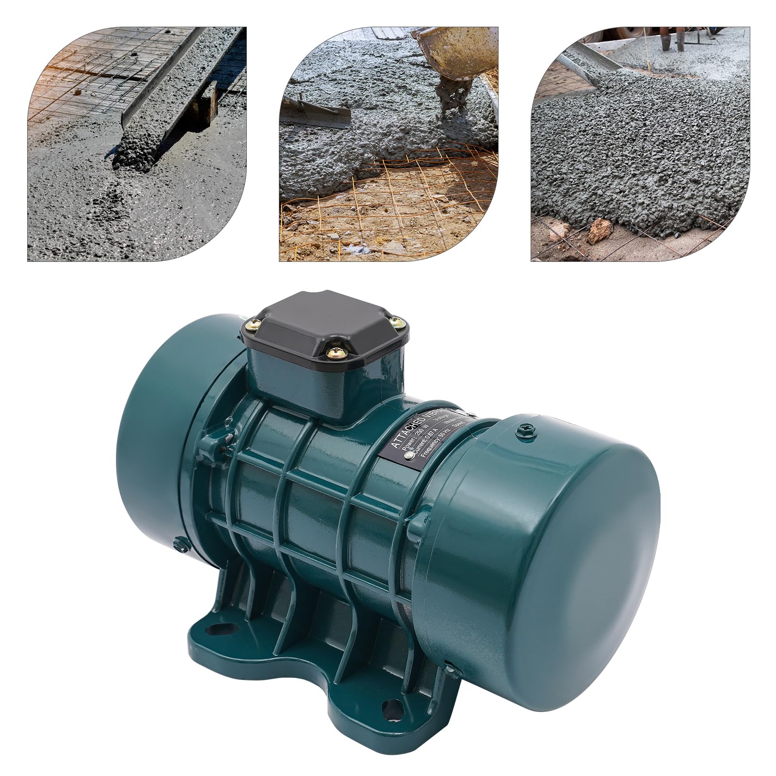 Vibrationsmotor, 250W Beton Vibrationsmotor, Geschwindigkeit 2840rpm,Stabile Basis, Vibrationskraft 150kg, Vibration Motor für Zementgießarbeiten wie Autobahnen (Dunkelgrün)