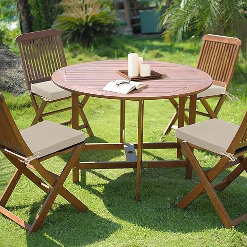 Miniatura 2 de Juego de 4 cojines para sillas de exterior, impermeable y resistente a la decoloración, con lazos y cremallera oculta, 18.5 x 16 x 2 pulgadas (largo