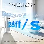 Portable Air Conditioner, 4 IN 1 Evaporative Air Cooler, 1200ML Water Tank, 3 Speeds & Storm Mode & Mist Spray, 120° Auto Oscillation, 12H Timer, Quiet Tower Cooling Fan for Room, Bedroom - White